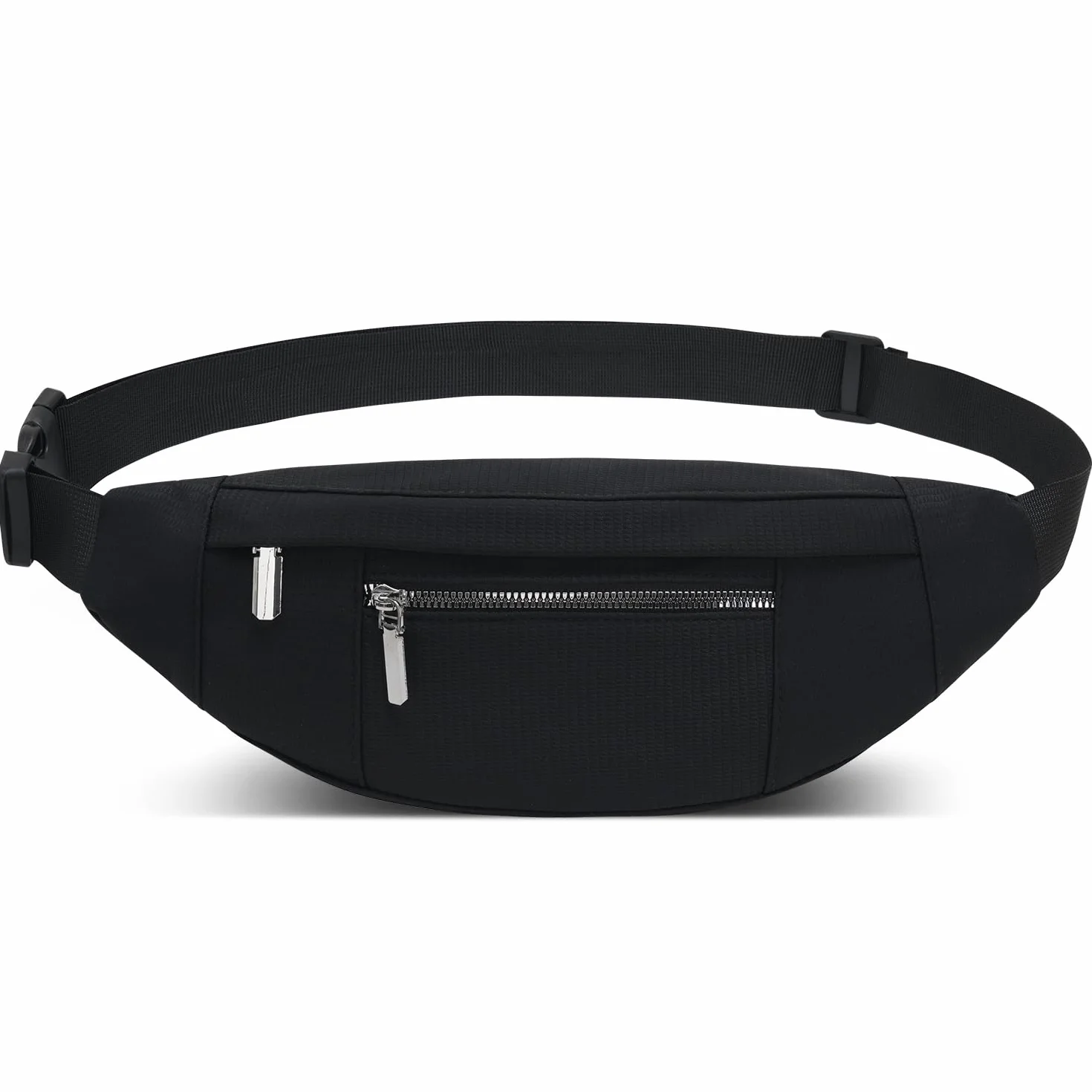QUKUDS Riñonera Impermeable Mujer Hombre Bolso de Cintura Deportiva con Cinturón Ajustable Negro