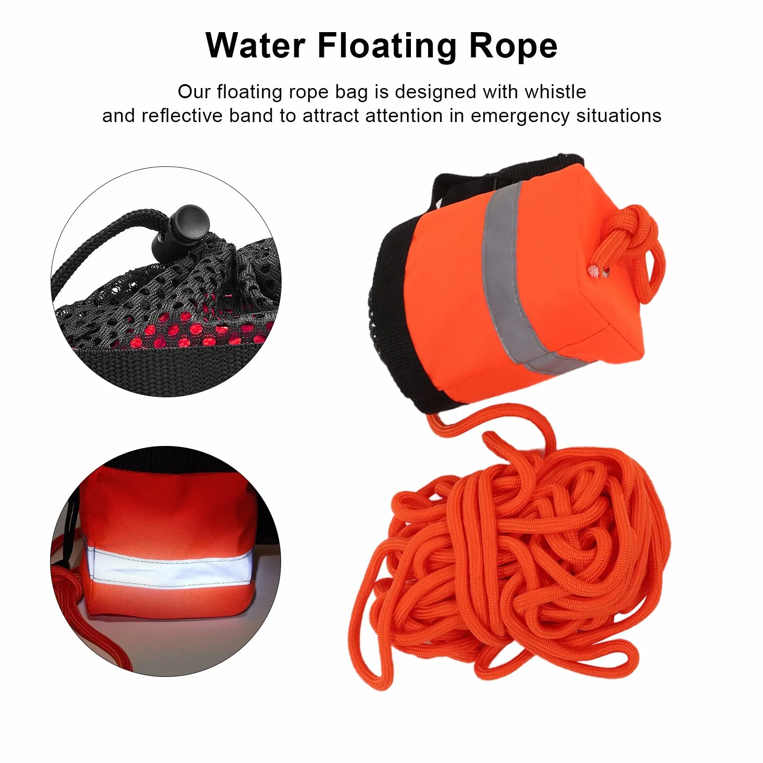 Bolsa de Rescate con Cuerda Flotante 49,2/98,4 pies 3/10 Pulgadas para Kayak Rafting Equipo de Seguridad