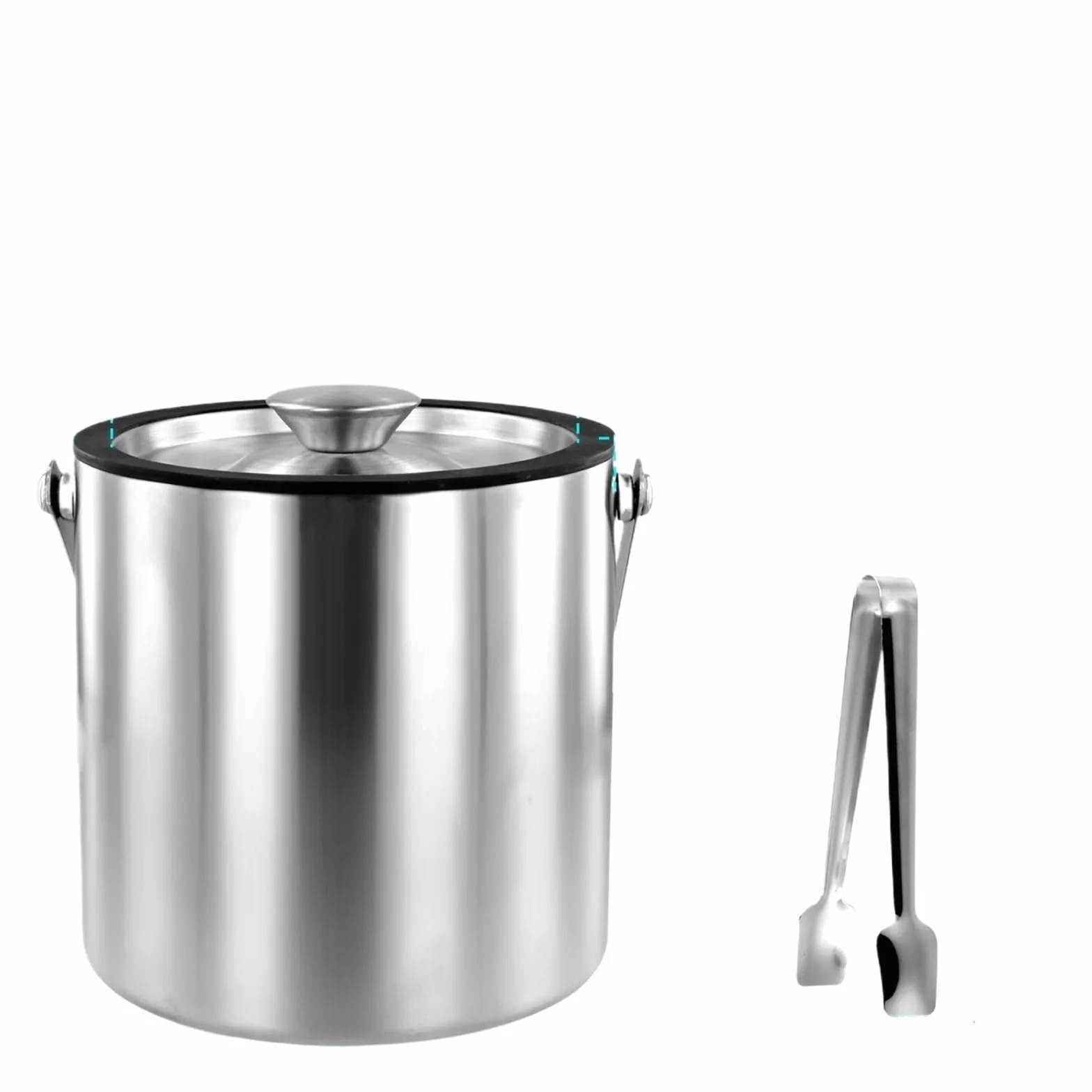 Cubo de Hielo con Tapa, colador y Pinzas, de Acero Inoxidable de Doble Pared, con Aislamiento, de 2,0 l o 3,0 l, Ideal for cócteles. para Bar, Cumpleaños, Fiestas(2.0L Model)