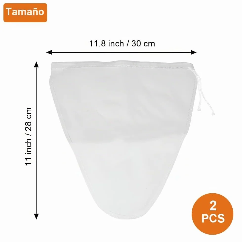 2 Piezas Tamiz Bolsas de Leche de Nuez, Colador de Yogur de Nailon, Filtro de Alimentos, Malla Fina para Queso, Jugo, Leche y Vegetales