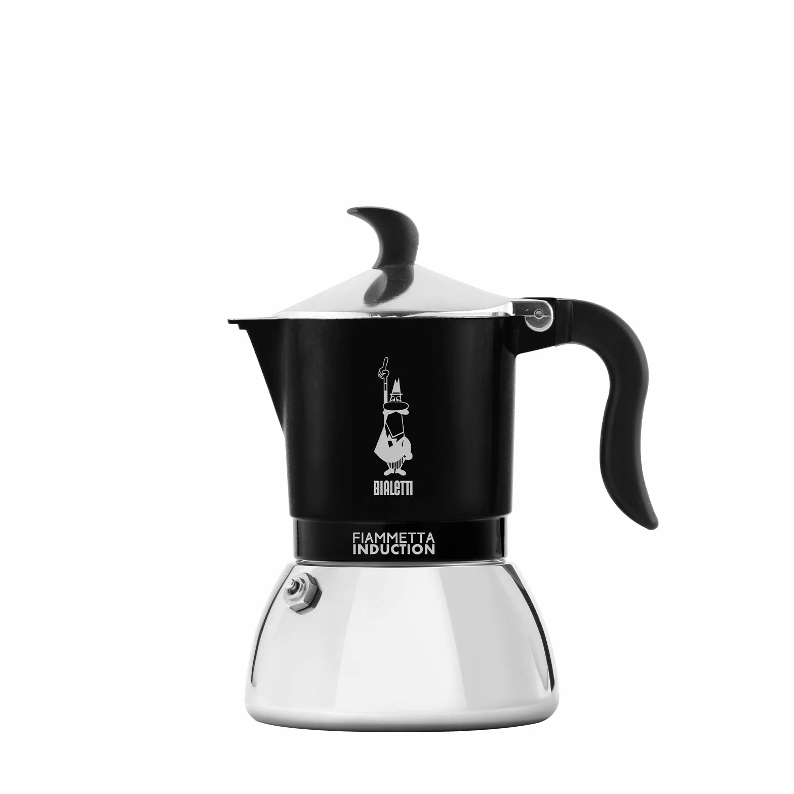 Bialetti Fiammetta Cafetera de inducción, 4 tazas (150 ml), Apto para todos los fuegos, Diseño elegante, Negro