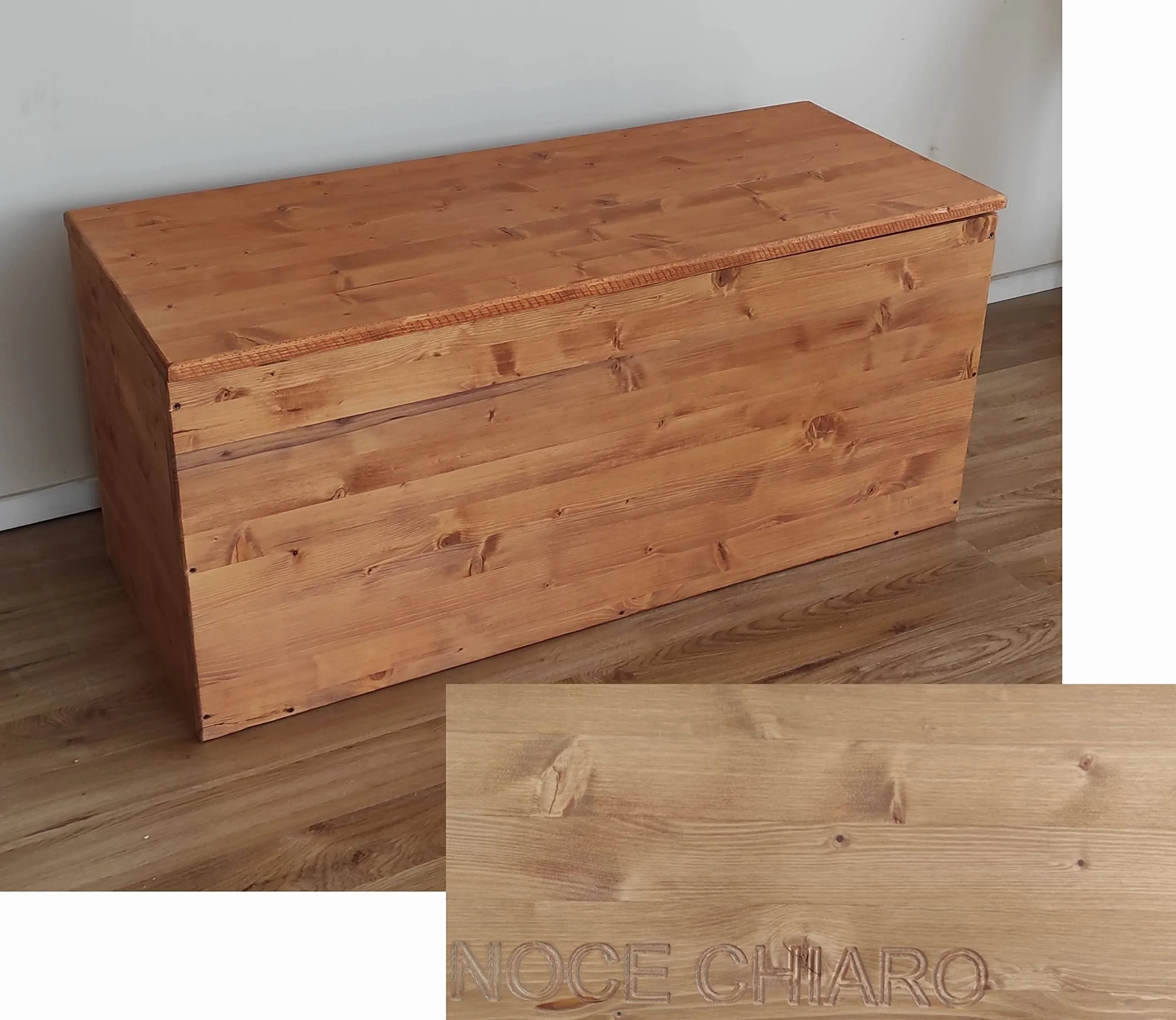 TOTAL WOOD 2012, Cofre de Madera Natural Impregnada, Modelo FRANCESCA, con Tapa, Adecuado para Interiores y Exteriores (100x40x50, Nogal claro)