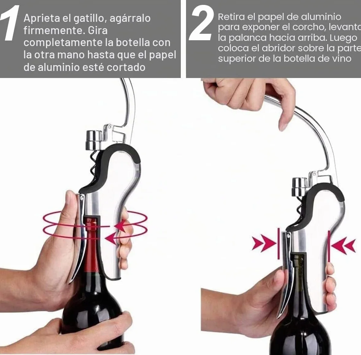 Abrebotellas de acero inoxidable con cortador de cápsulas integrado