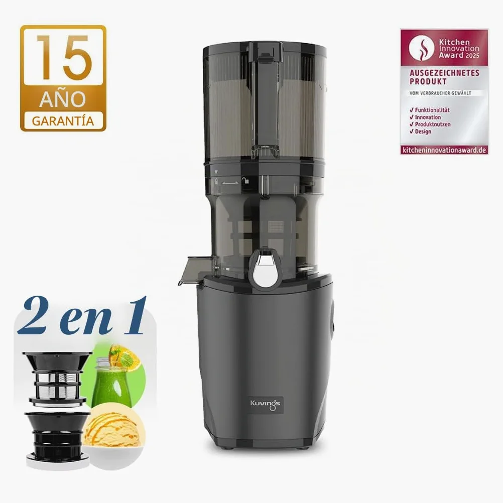 Kuvings Extractor AUTO8, exprimidor y licuadora - Lenta y fácil de limpiar, capacidad 2L, motor de 200 W ideal para frutas, verduras y smoothies.(Negro)_KHS-860SE