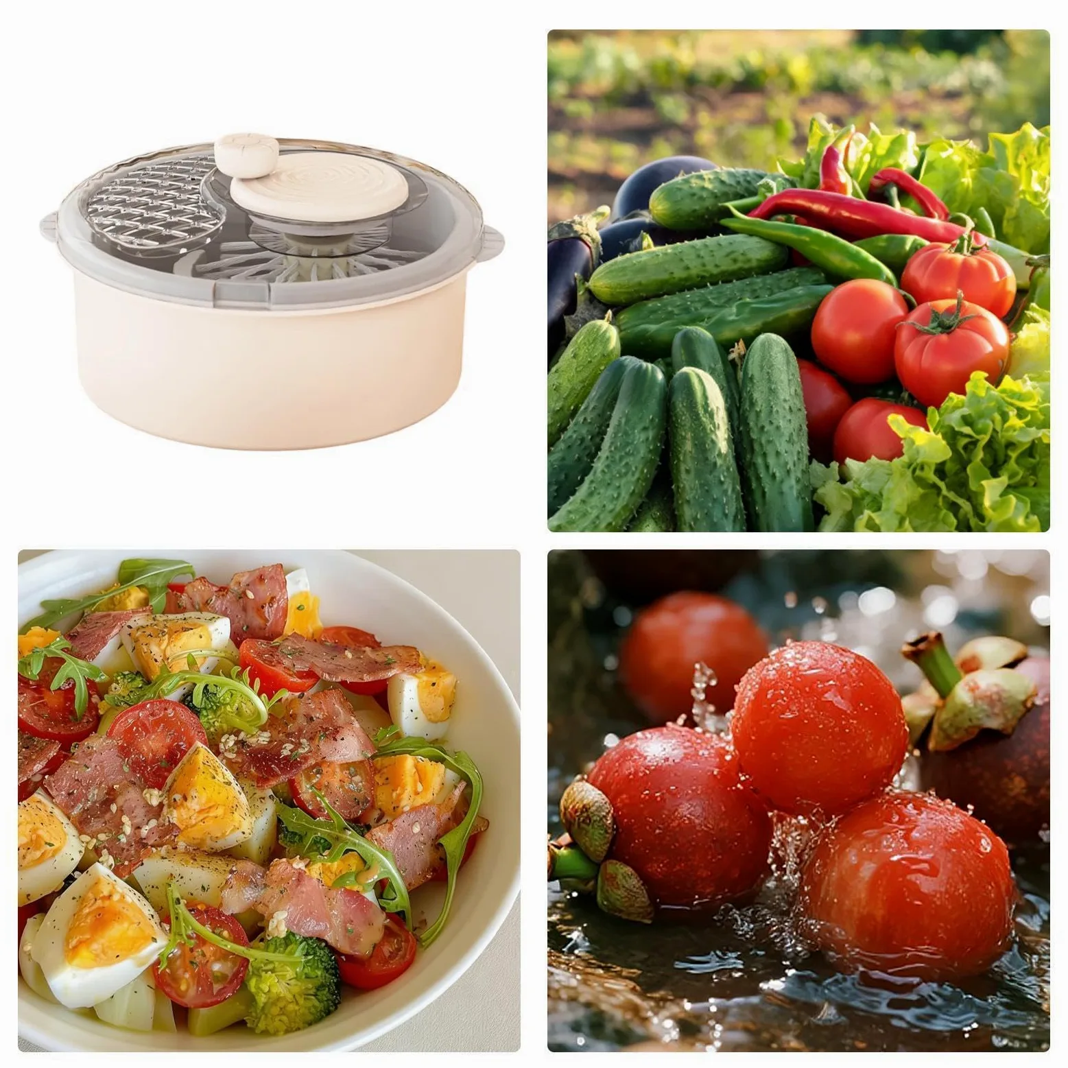 Gran centrifugadora de ensaladas Purificador multiusos, limpieza manual y | Limpiador De Frutas y Verduras Para Productos Bayas Uvas Alimentos Granos Hogar Cocina Camping Cocinar