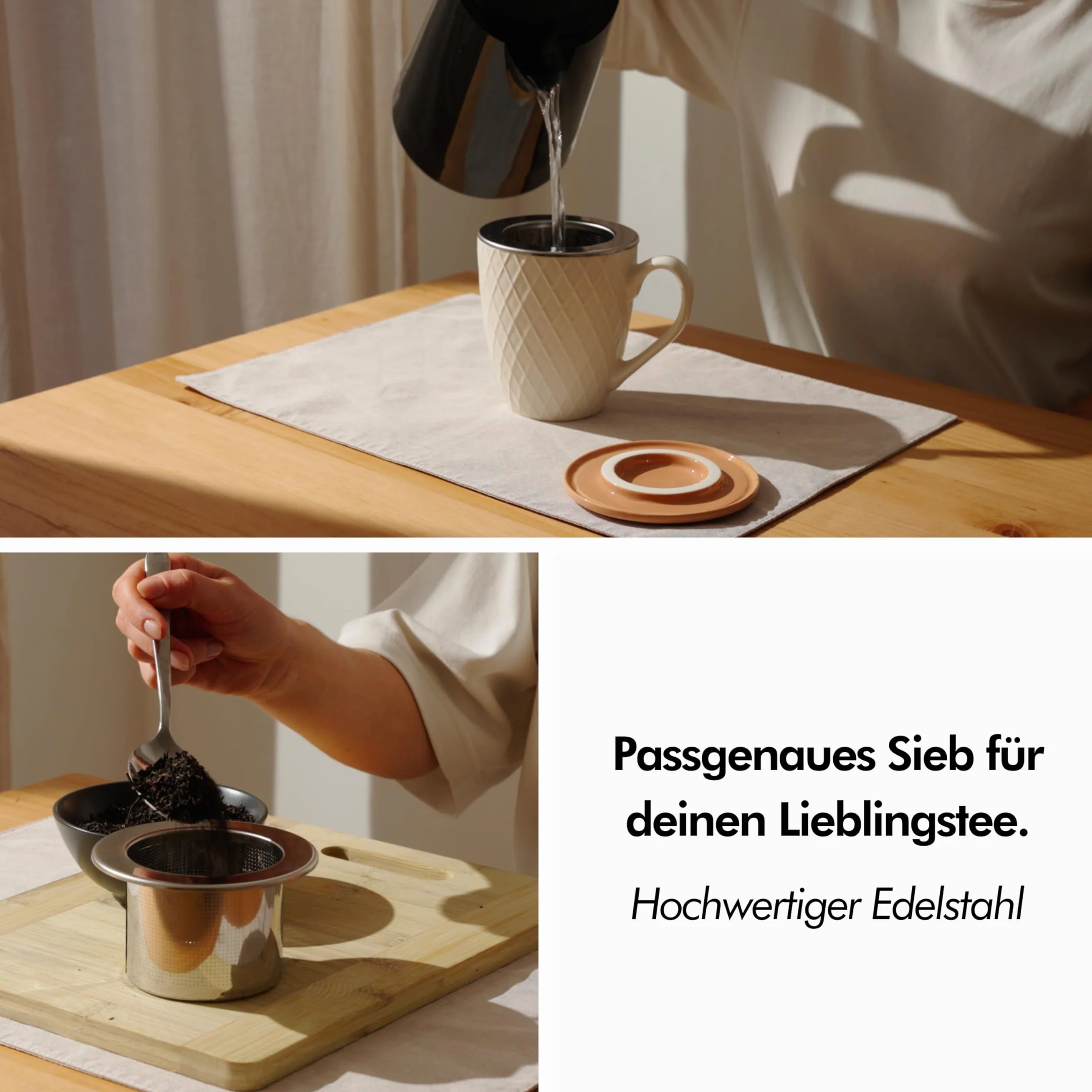 KIVY Taza de Té Grande XXL 650 ml con Tapa y Colador