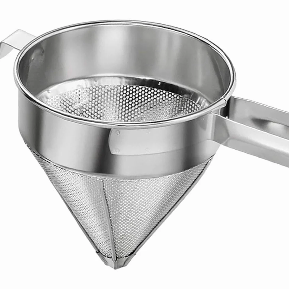 Tamiz de acero inoxidable de malla fina, tamiz cónico de China y colador de puré para cocina y cocina