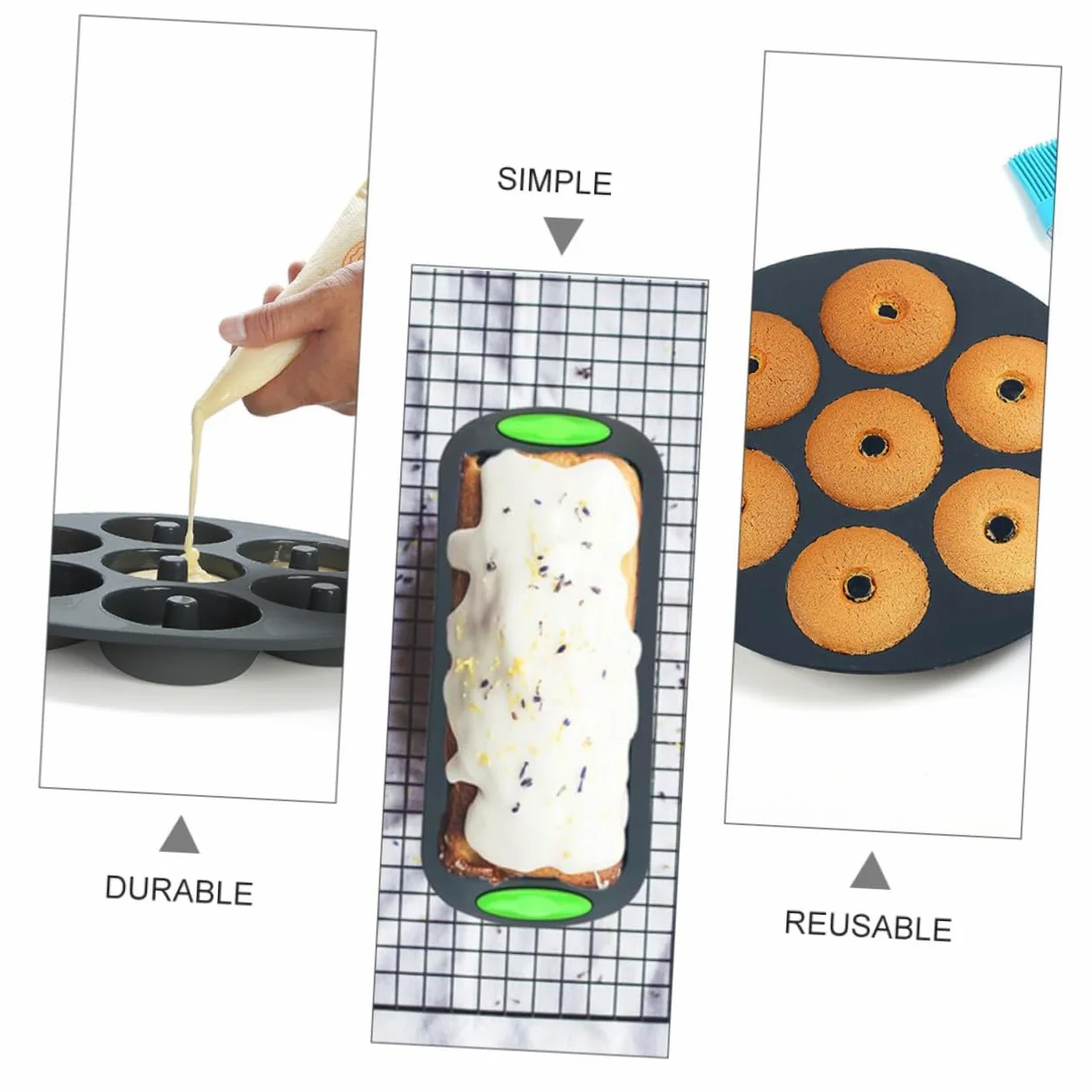 Molde de Silicona 5 Piezas para Hornear Pasteles y Pan Casero | Reutilizable y Flexible, Resistente al Calor, Limpieza Sencilla, Uso en Cocina y Repostería, Pack de 5