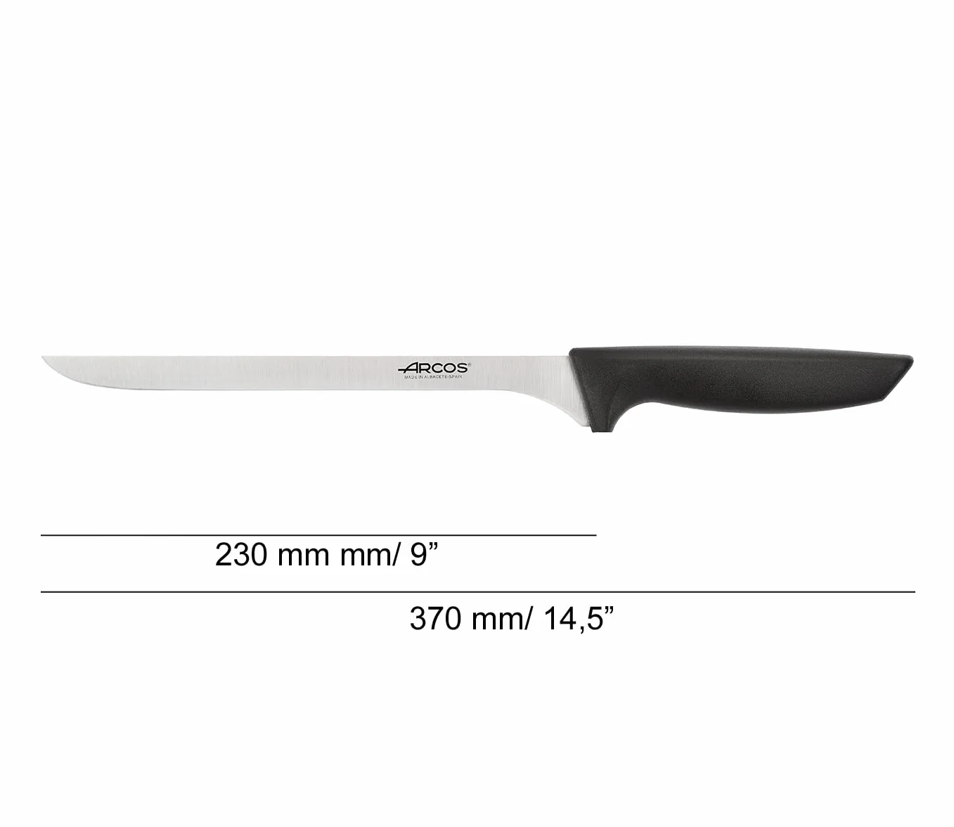 Arcos Serie Niza, Cuchillo Jamonero Flexible, Hoja de 240 mm, Mango Color Negro