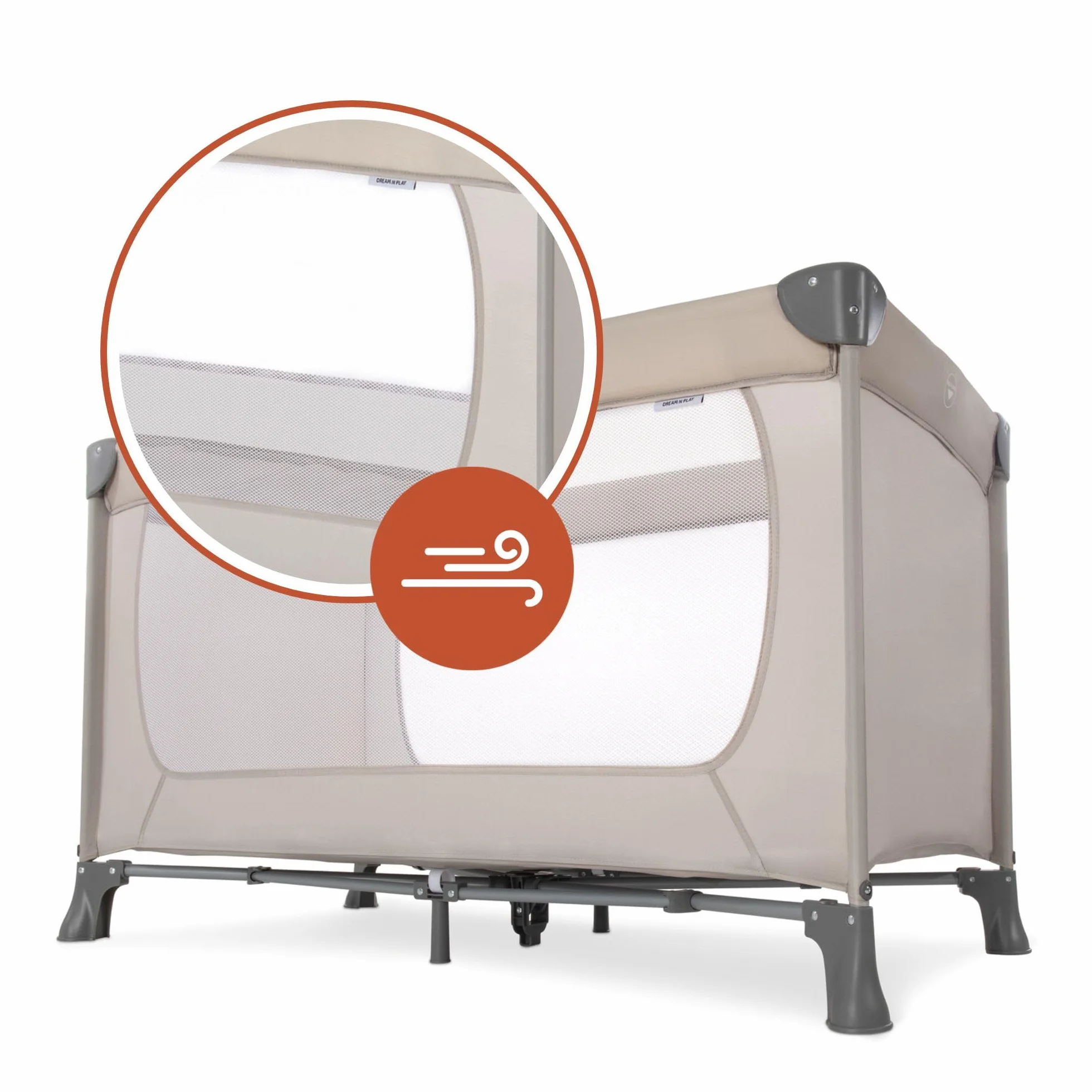 Hauck Dream N Play Travel Cot Foldable 120 x 60 cm up to 15 kg incl. Carry Bag Beige