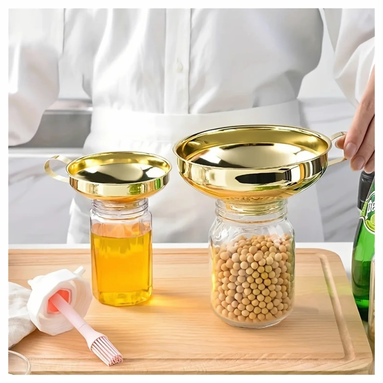 Funnels (hogar y Cocina) 1pc de Acero Inoxidable de Acero Inoxidable Salsa de Ensalada de Embudo Ancho Grueso de moutas