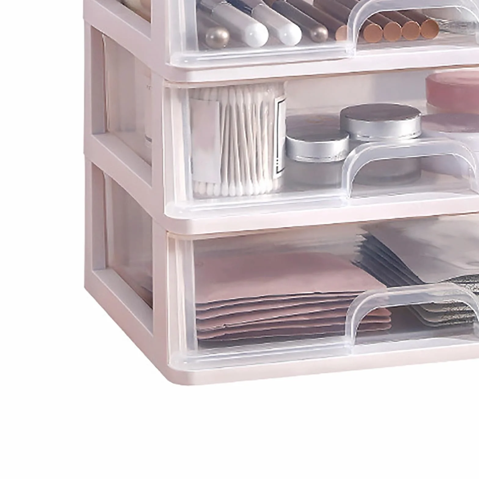 Organizador de Maquillaje con 3 Cajones Transparente, Caja de Almacenamiento para Cosméticos, Accesorios y Joyería, Plástico Resistente, Multifuncional, Ahorro de Espacio