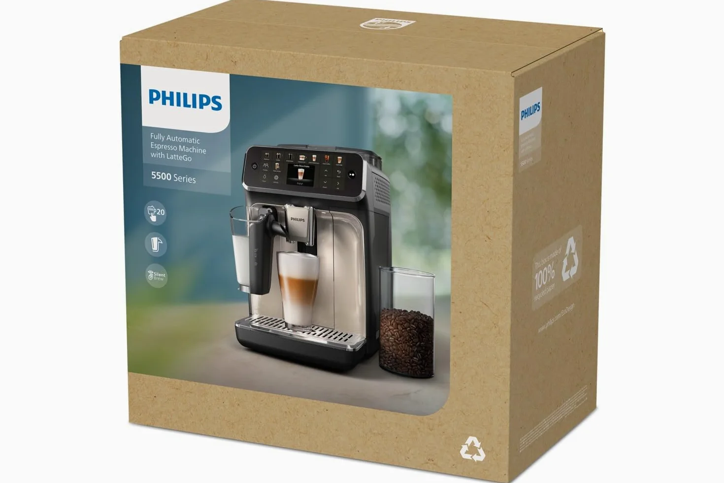 PHILIPS 5500 EP5545/70 - Máquina de café (1,8 L, 15 bar, color blanco)