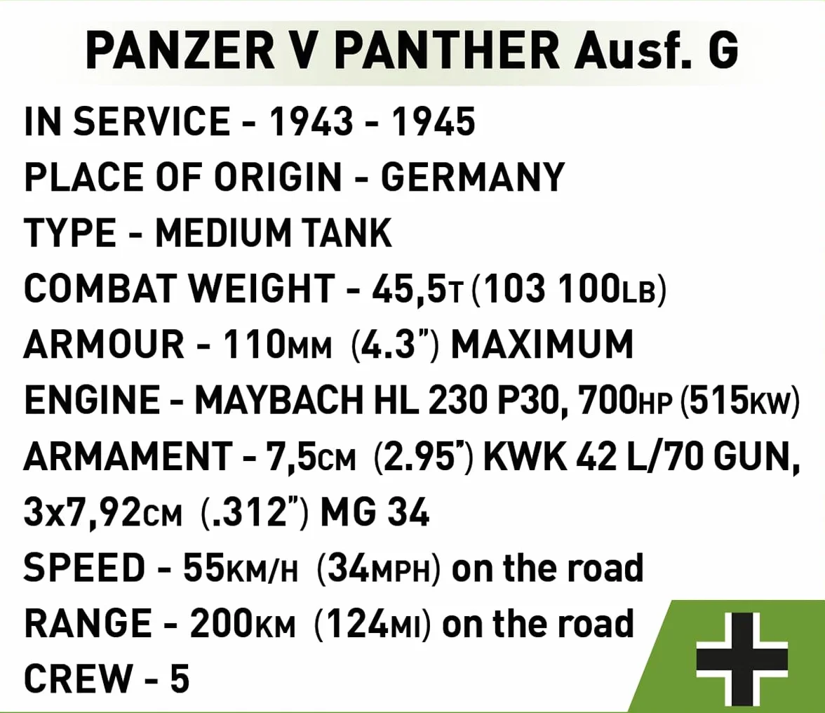 COBI Colección Histórica Panzer V Panther AUSF. G Pudel Tank
