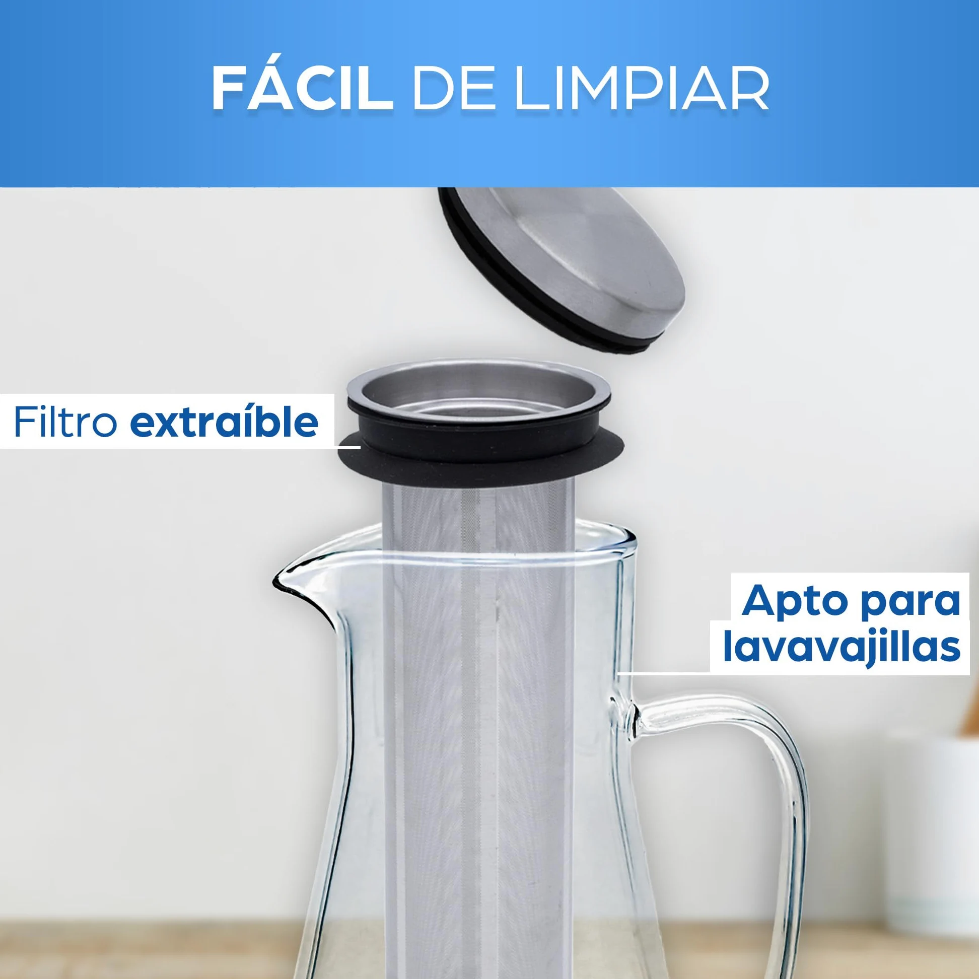 ORINKO® Jarra Cristal con Tapa 1,6L - Jarra de Agua Cristal para Infusiones - Ideal para Té, Limonada y Sangría - Jarra de Vidrio para Nevera - Diseño Elegante y Práctico para el Hogar