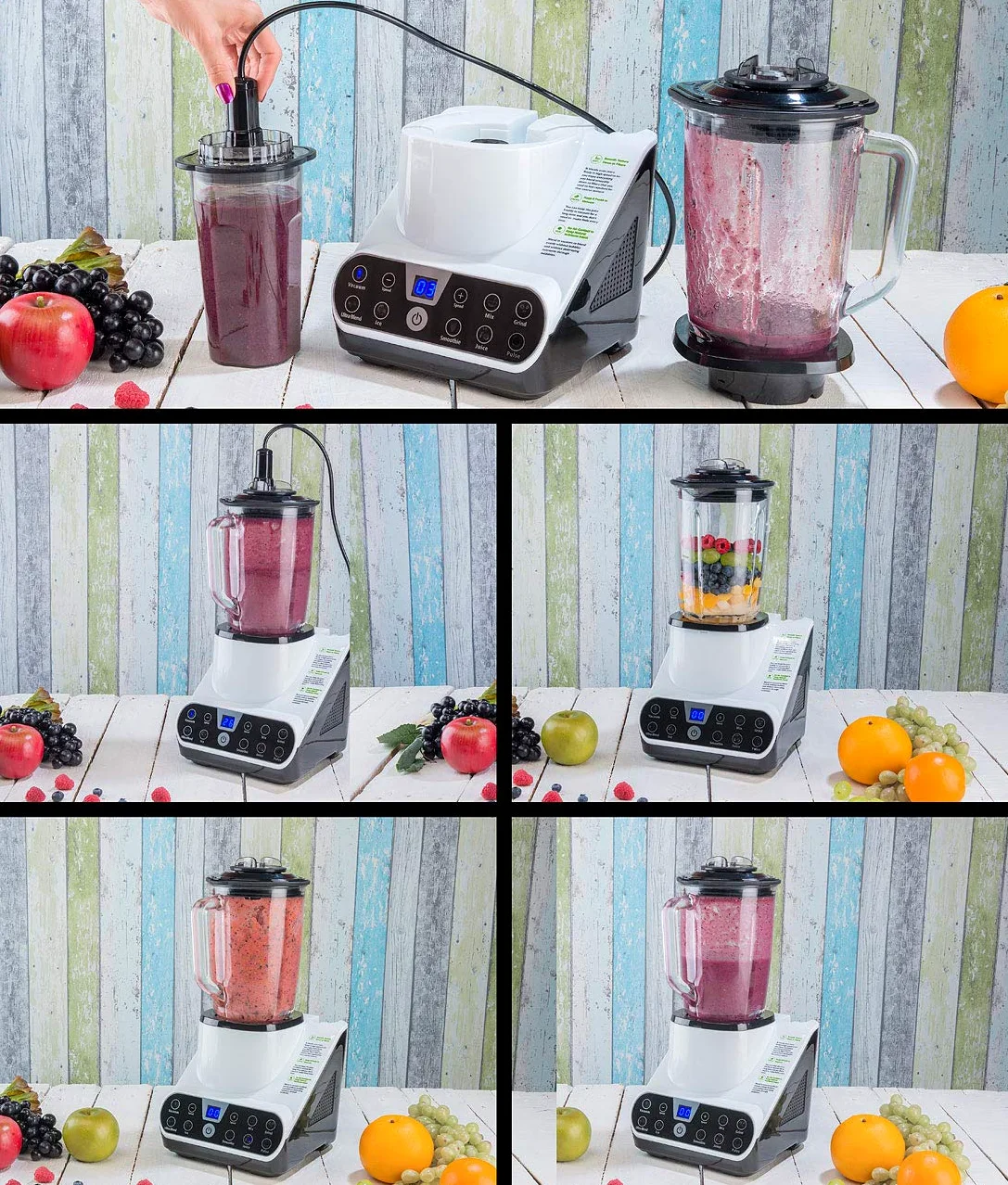 Rosenstein & Söhne vacío mezclador: Batidora de pie con función de vacío y pantalla táctil LED, 1,5 l, 1300 W (Procesadores de comida, Mezclador de alto rendimiento, Envasadoras al vacío)