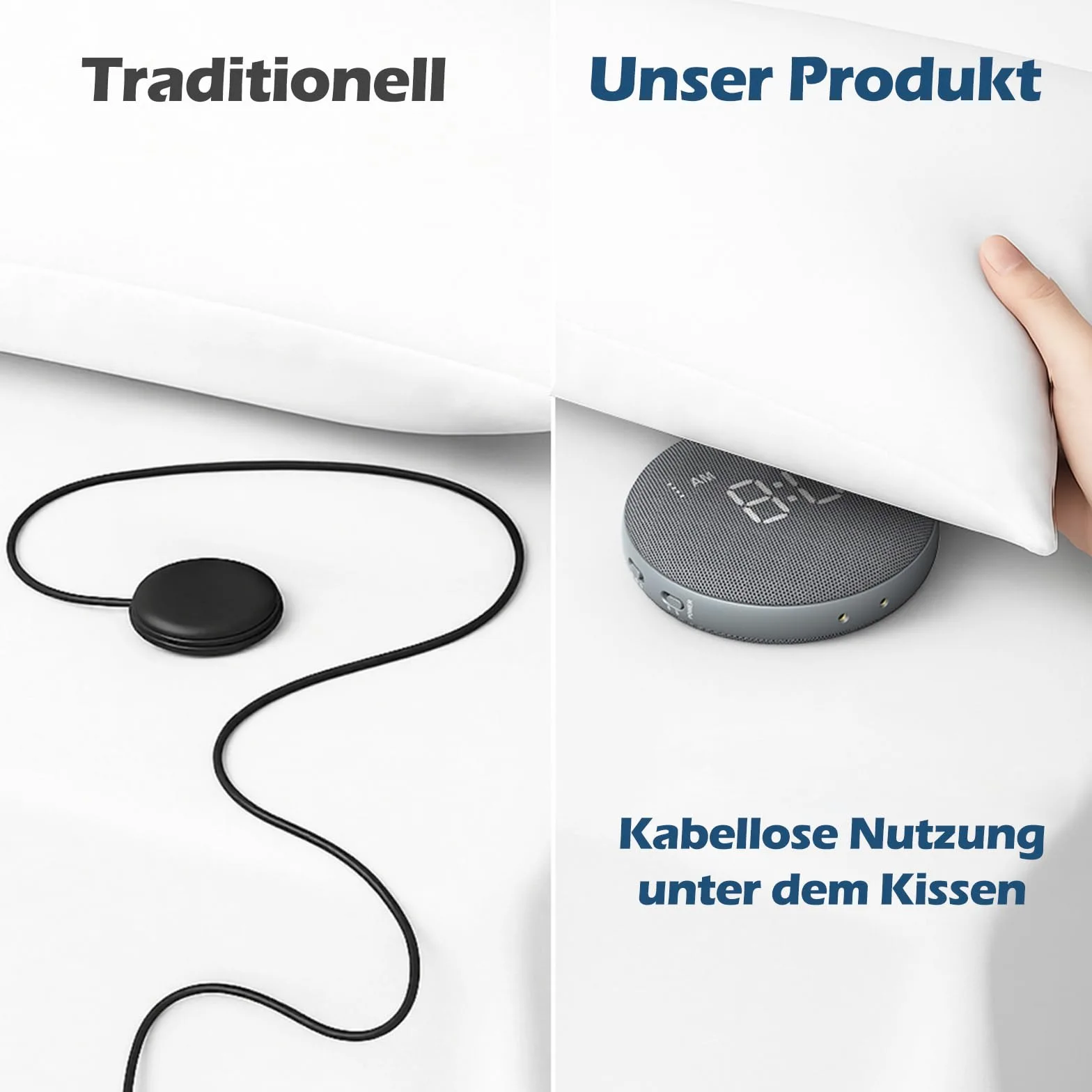 REACHER Despertador con vibración Extra Fuerte para Personas Que Duermen profundamente, Adultos y jóvenes, cojín vibratorio con batería, fácil de Viajar, Ajuste automático de Brillo
