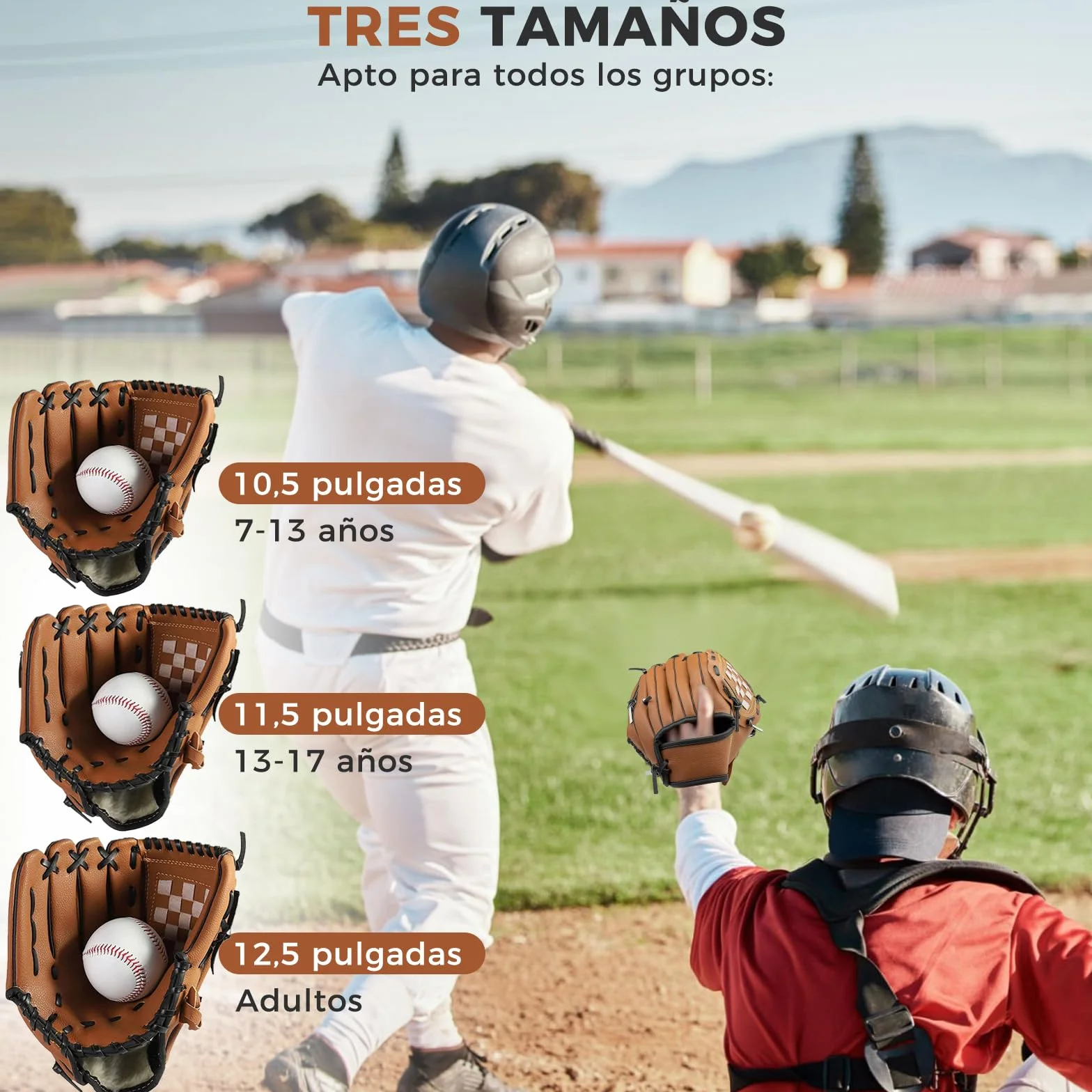 Guante de Béisbol LeapBeast Mano Derecha PU Suave con Pelota Softball