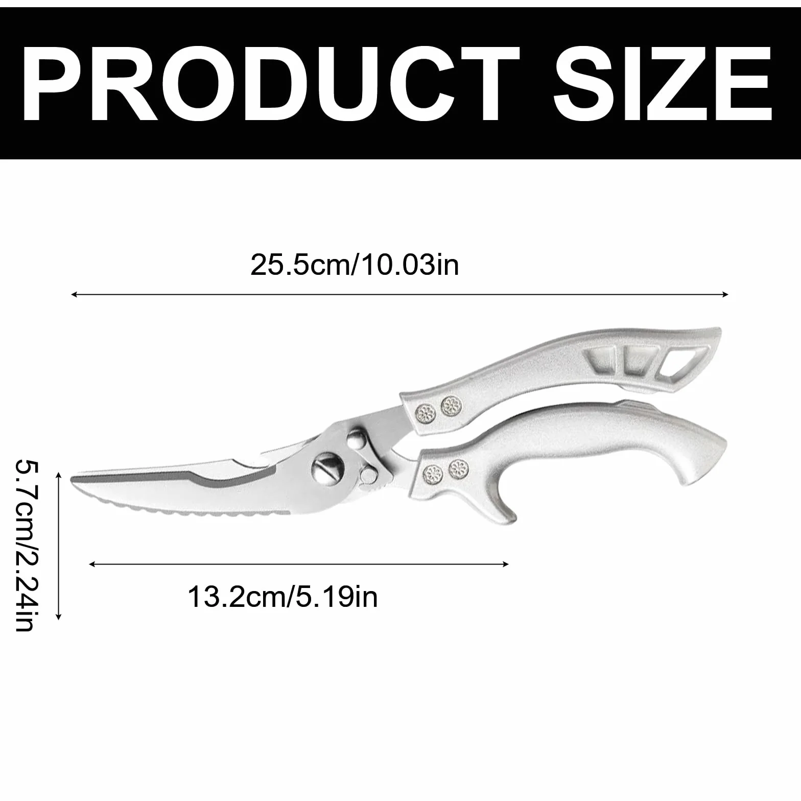 Tijeras para Aves Profesionales de Acero Inoxidable - Cuchilla Dentada, Tijeras de Cocina para Cortar Pollo, Carne con Huesos, Verduras y Pescado