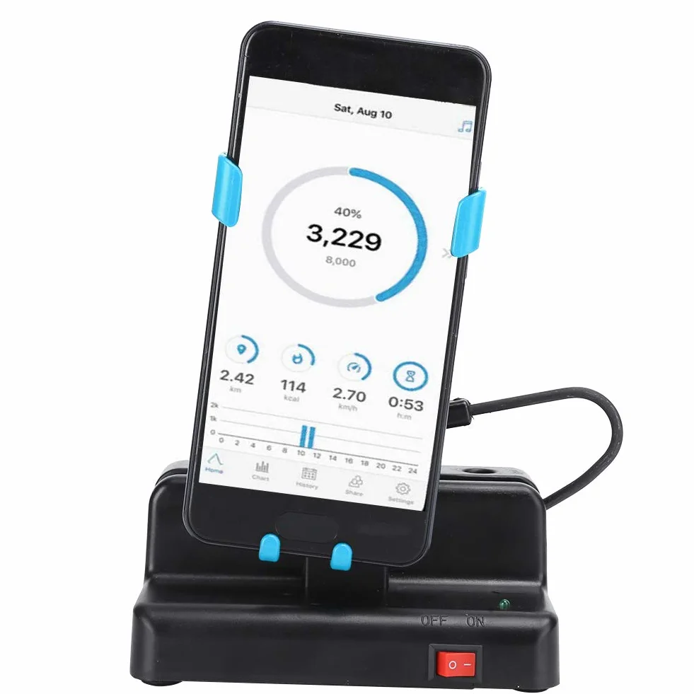 Contador automático de Pasos para teléfono móvil, con función de balanceo de Izquierda a Derecha, Soporte Ajustable para podómetro (Azul Cielo)