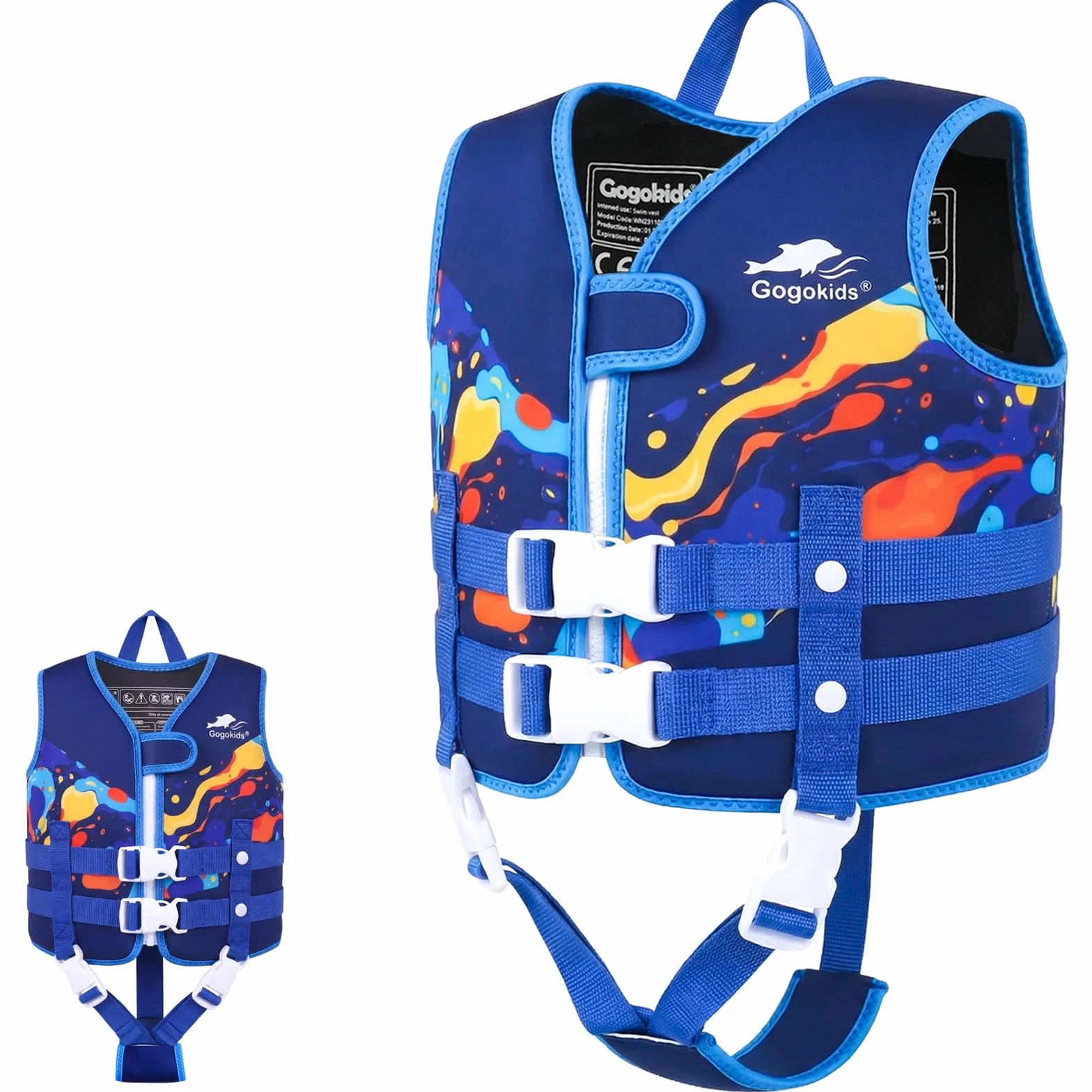 Gogokids Chaleco de Natación para Niños Chaleco Flotador para 1-9 Años Niños Niñas, Chaleco de Piscina con Tirantes Dobles Ajustables, Chaleco de Natación de Flotabilidad Fuerte para Aprender a Nadar