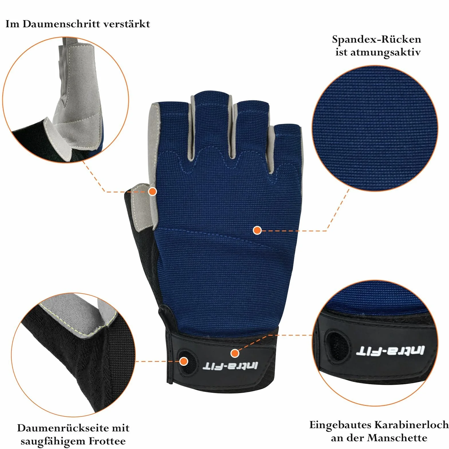 Guantes de escalada con medio dedo, piel sintética, protección contra la abrasión, para rappel y montañismo