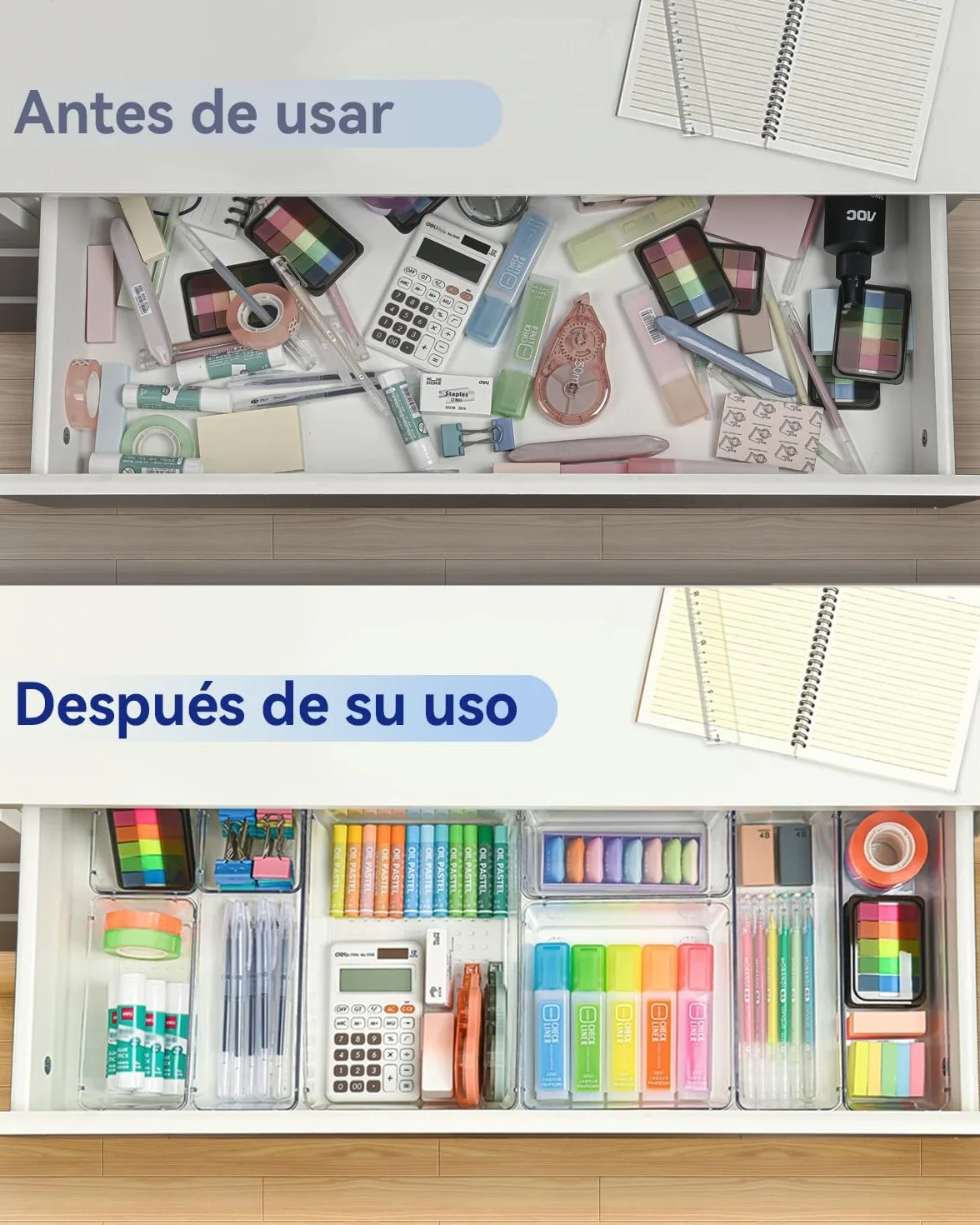 Organizadores de Cajones Set de 25, Separadores de Cajones de Escritorio Plástico, Bandejas de Almacenaje para Maquillaje, Joyas, Tools, Cocina, Dormitorio, Baño, Oficina