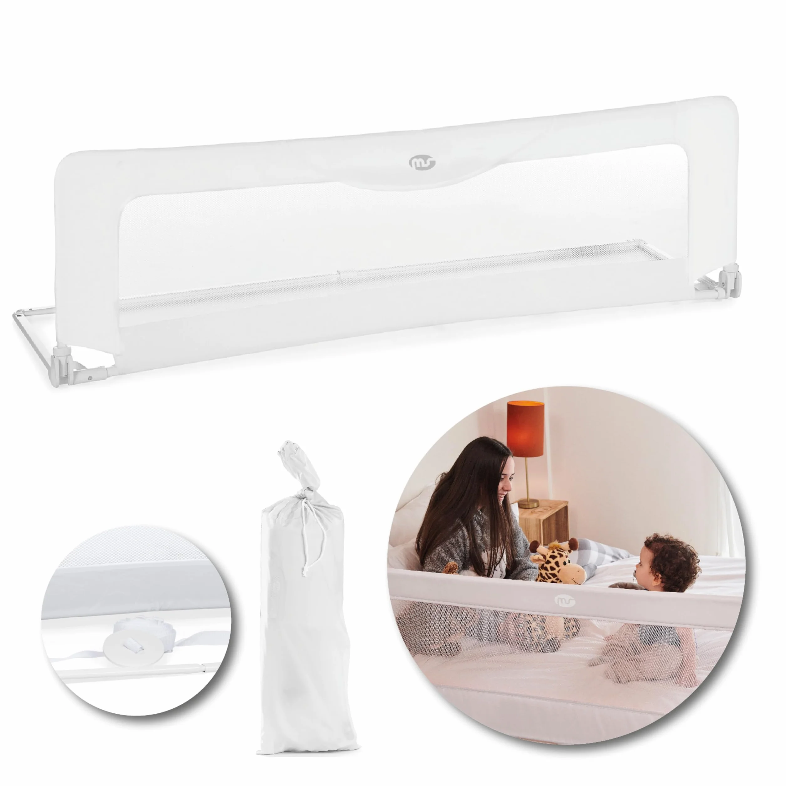 BabyWorld Barrera Básica Barandilla de Seguridad para Cama Infantil Plegable 150 cm