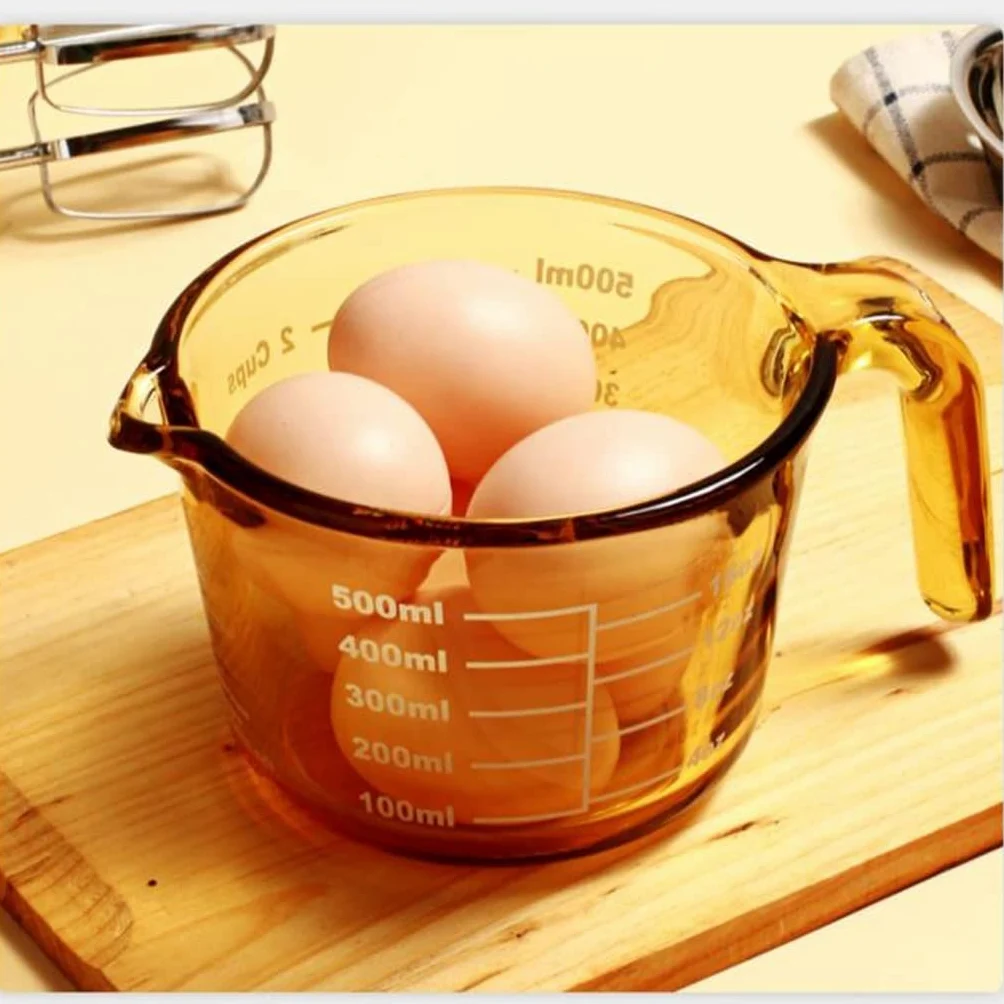 XMING Taza medidora de vidrio con escala y tapa for uso doméstico Cocina Grado alimenticio Tazas de leche resistentes a altas temperaturas Tazas de desayuno for hornear y batir huevos (Size : 1000ML