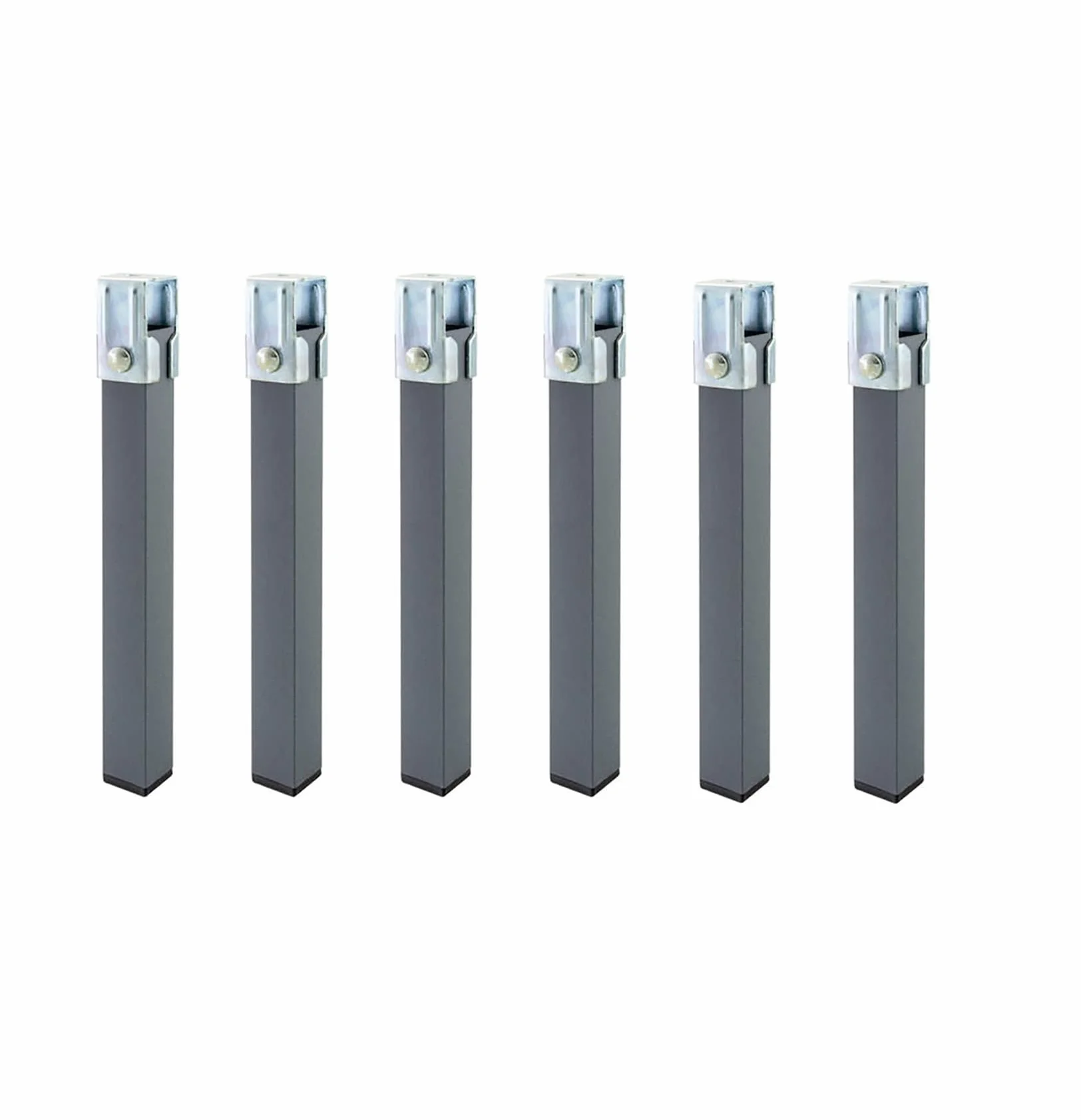 amuéblate online - Juego de 6 Patas cuadradas con Abrazadera para Somier de 30 x 30 mm, Altura 27cm, Gris