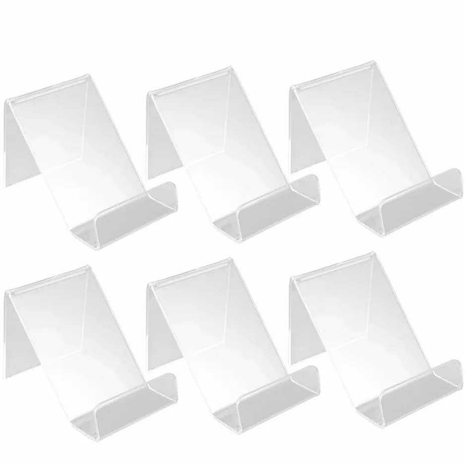 Hemobllo - Soporte de teléfono transparente acrílico 8,50 x 6,50 x 5,50 cm, lote de 10 soportes sólidos para smartphone oficina en casa, ver vídeos webcast