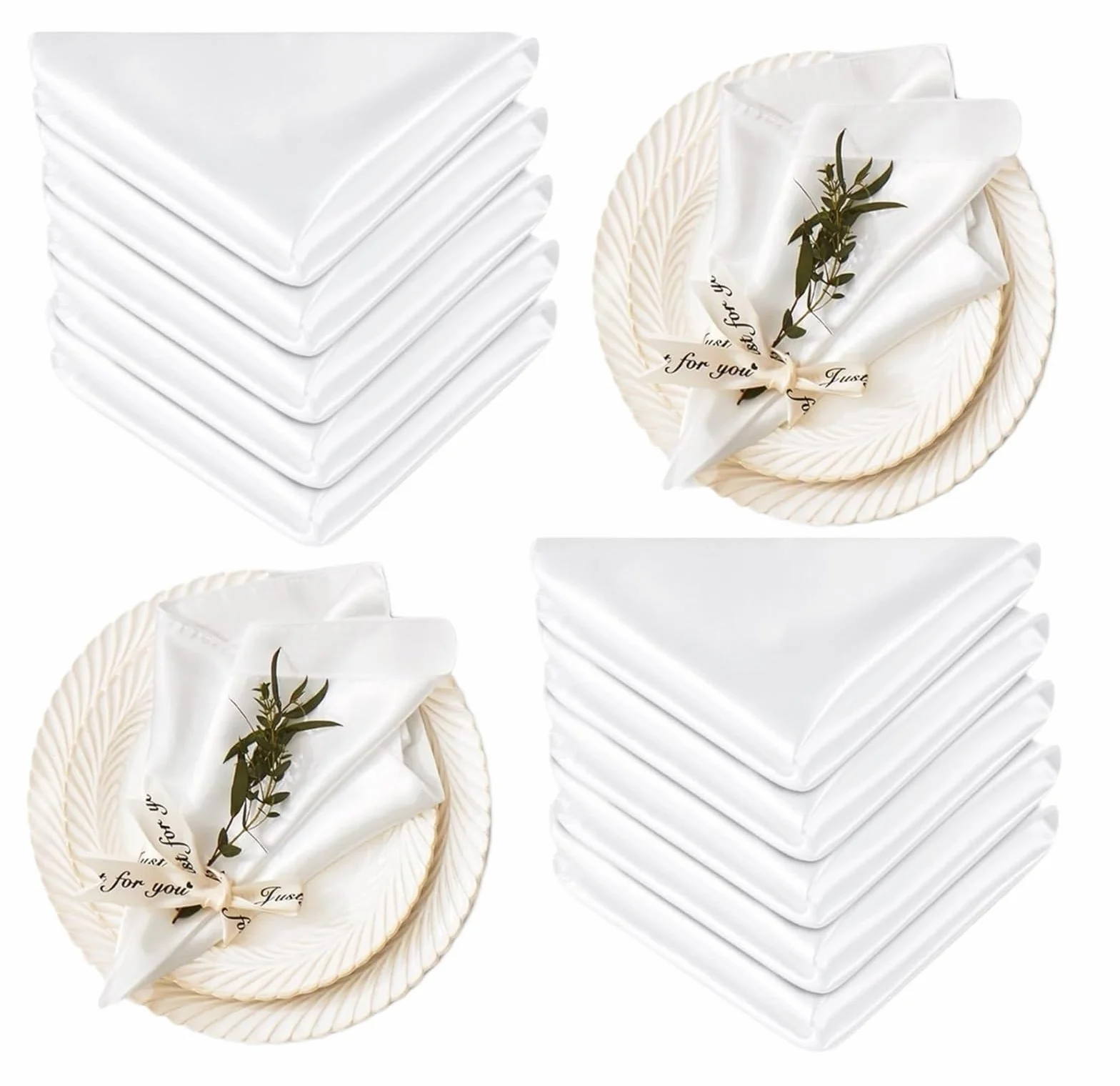 Servilletas de satén para la Mesa, Servilletas de satén for Cena, 24 Unidades, 30 x cm, cuadradas, Multicolor