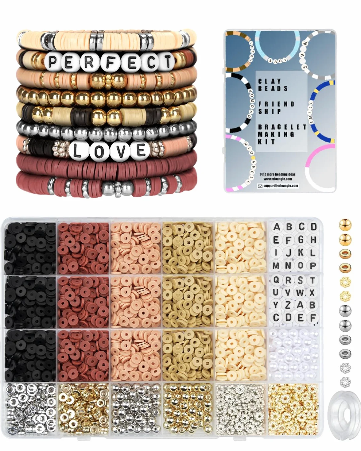Cuentas de arcilla con cuentas de letras, pulseras para mujer, kit de fabricación de pulseras, cuentas doradas para hacer joyas, abalorios, pulseras de amistad, manualidades, regalos de cumpleaños