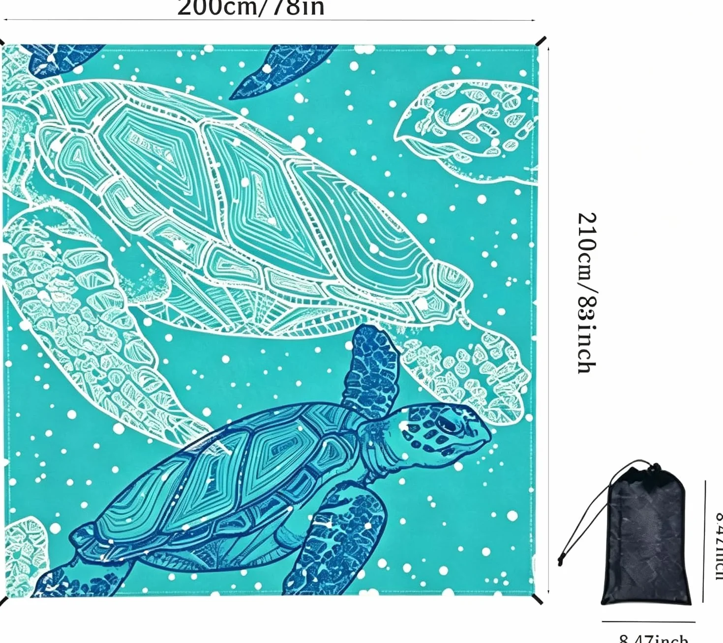 Esterilla de Playa Impermeable 200 x 210 cm XXL Resistente a la Arena y Agua, para Camping y Playa (Verde-B)