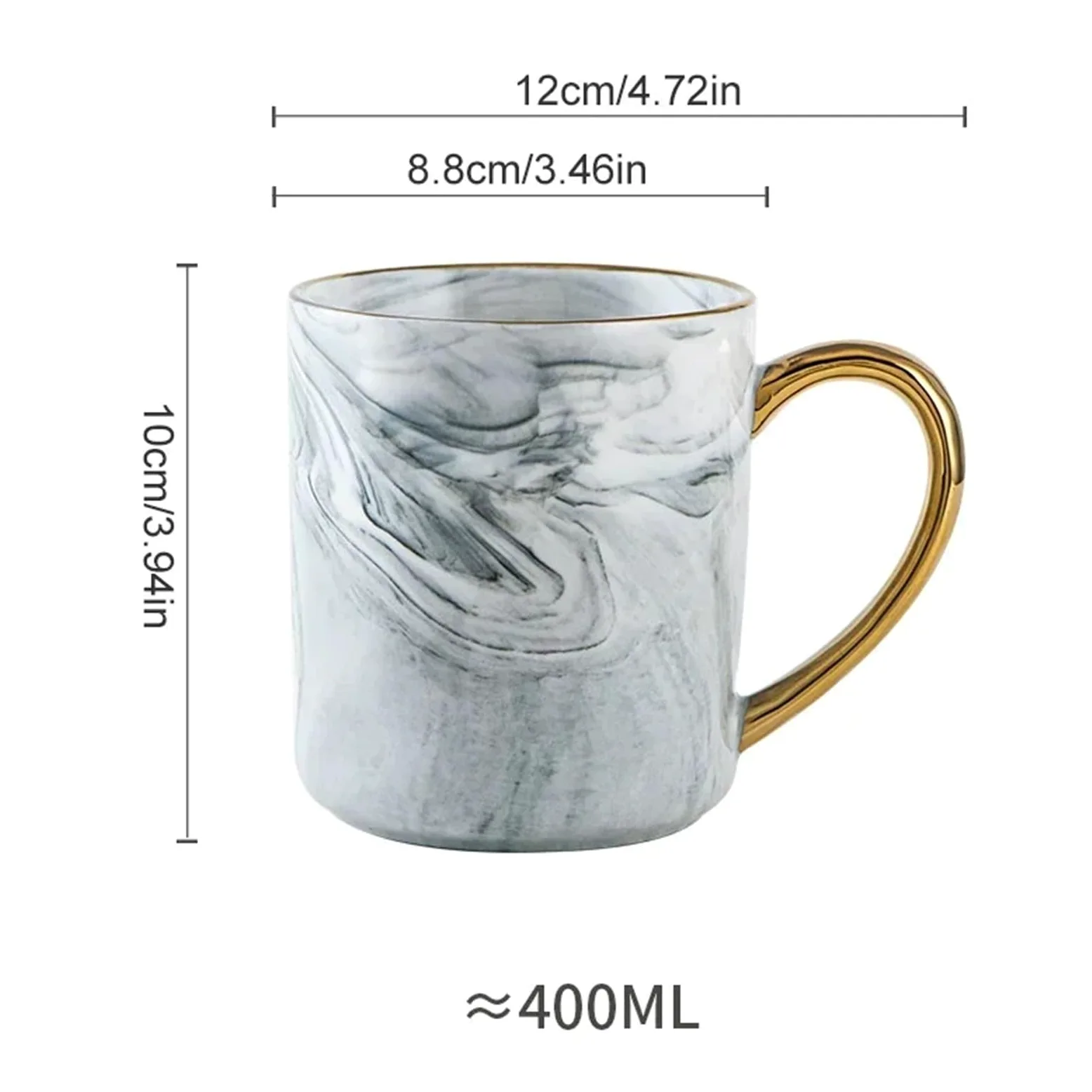Taza de cerámica de 400ml, taza de café con borde dorado, taza de leche for té de avena for desayuno de aniversario de pareja, 1/2 Uds. Para Boda(2pcs pink blue)
