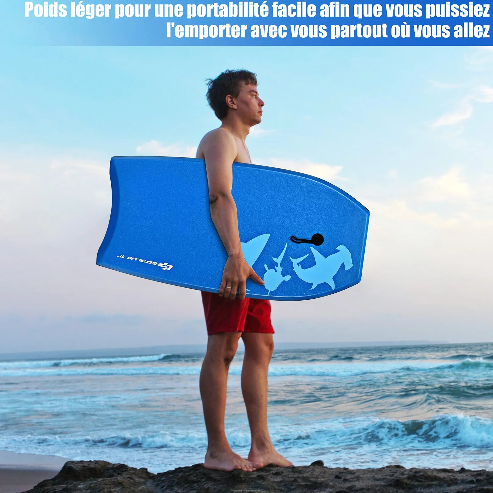 Goplus Bodyboard 105 cm Tabla de Ondas Ligero Resistente Correa Muñeca