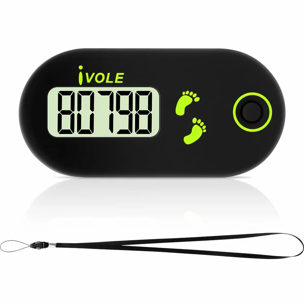 Flintronic Podómetro de Pantalla Mini 3D para Caminar, Deportivo Portátil con Cordón de Clip
