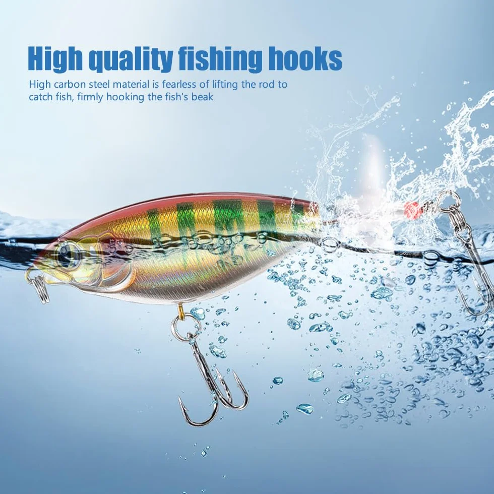 5 Piezas Señuelo Pesca para la Trucha Flotante Cola Giratoria Topwater Swimbaits Bass Swimbait Señuelos de Pesca Agua Salada Dulce con 2 Triángulo Gancho para Agua Dulce