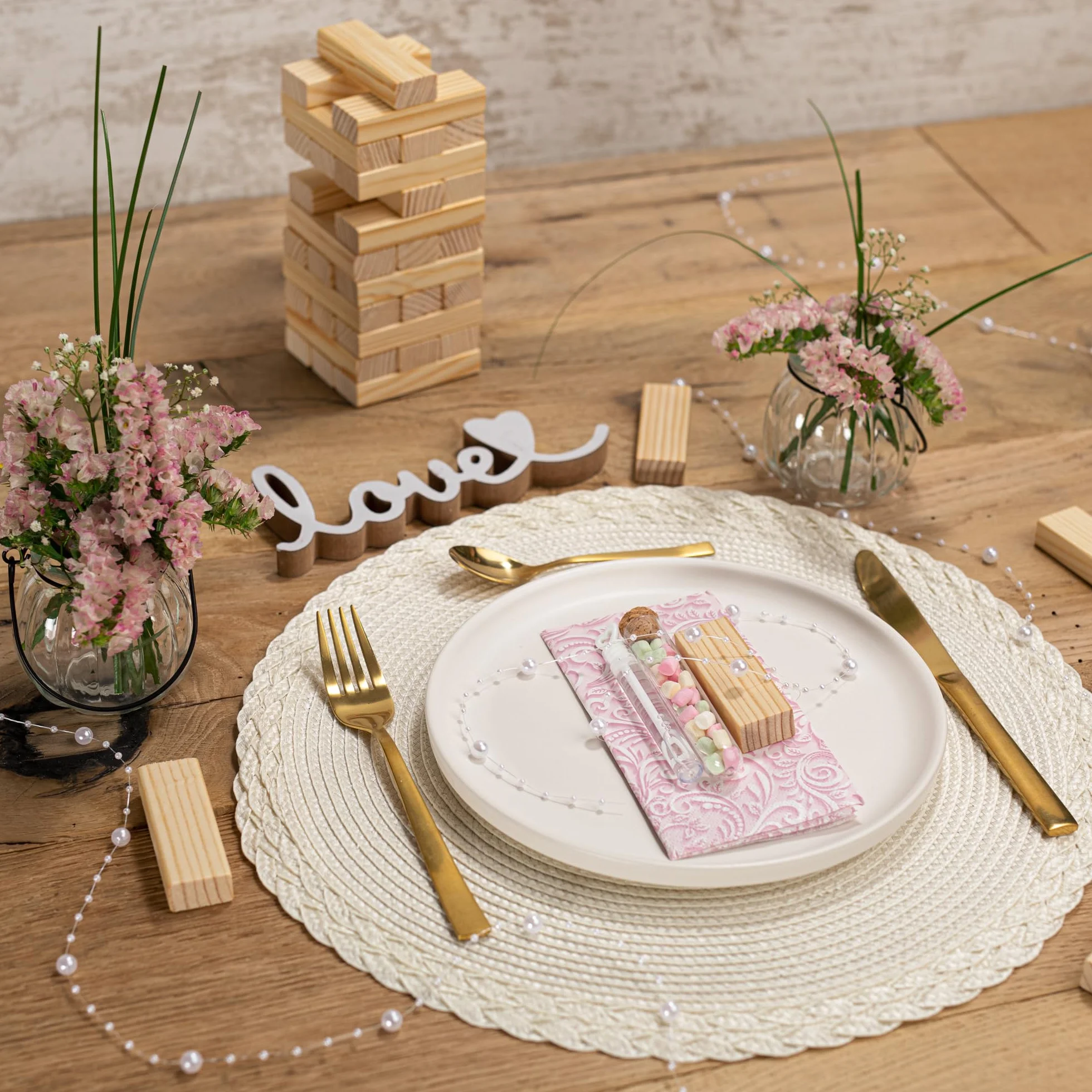 WeddingTree Libro de Firmas Bodas como Torre de Madera - con 72 Piedras, Bolsa de Almacenaje y 3 Rotuladores Metálicos - Libro Firmas Boda - Detalles para Bodas - Album para Firmas - Album Firmas Boda
