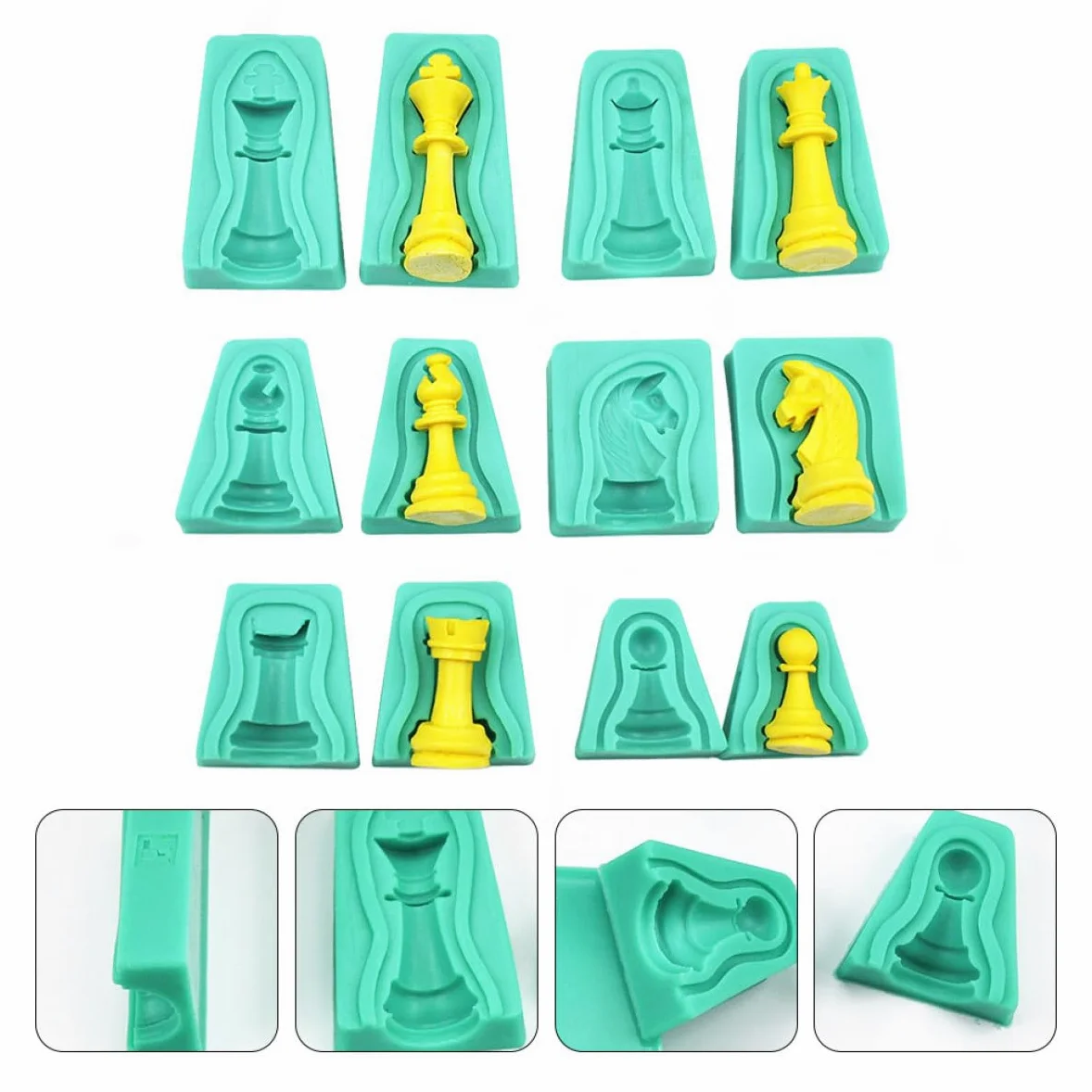 Housoutil Molde de Silicona Flexible 12 Piezas para Chocolate Antiadherente y Creativo Diseño de Ajedrez para Repostería y Fondant