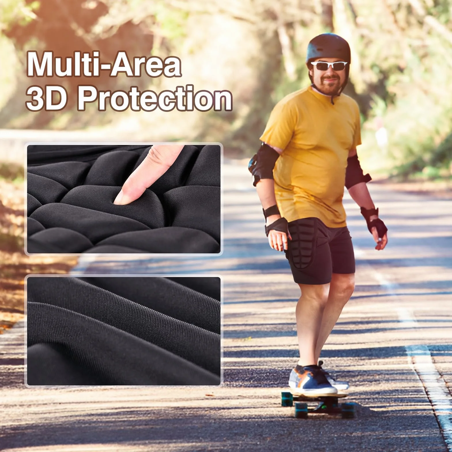 TOMSHOO Pantalones Cortos Acolchados 3D, Protección Cadera para Esquí