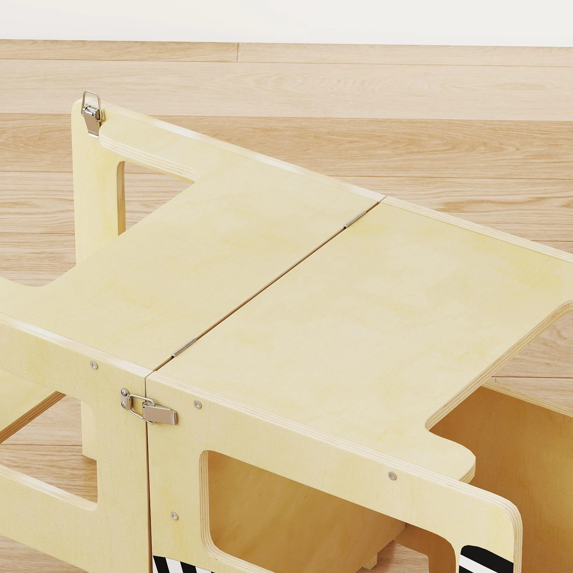 AIYAPLAY Torre de Aprendizaje 3 en 1 Plegable, Convertible en Escritorio y Silla, para Niños 2-5 Años, Natural