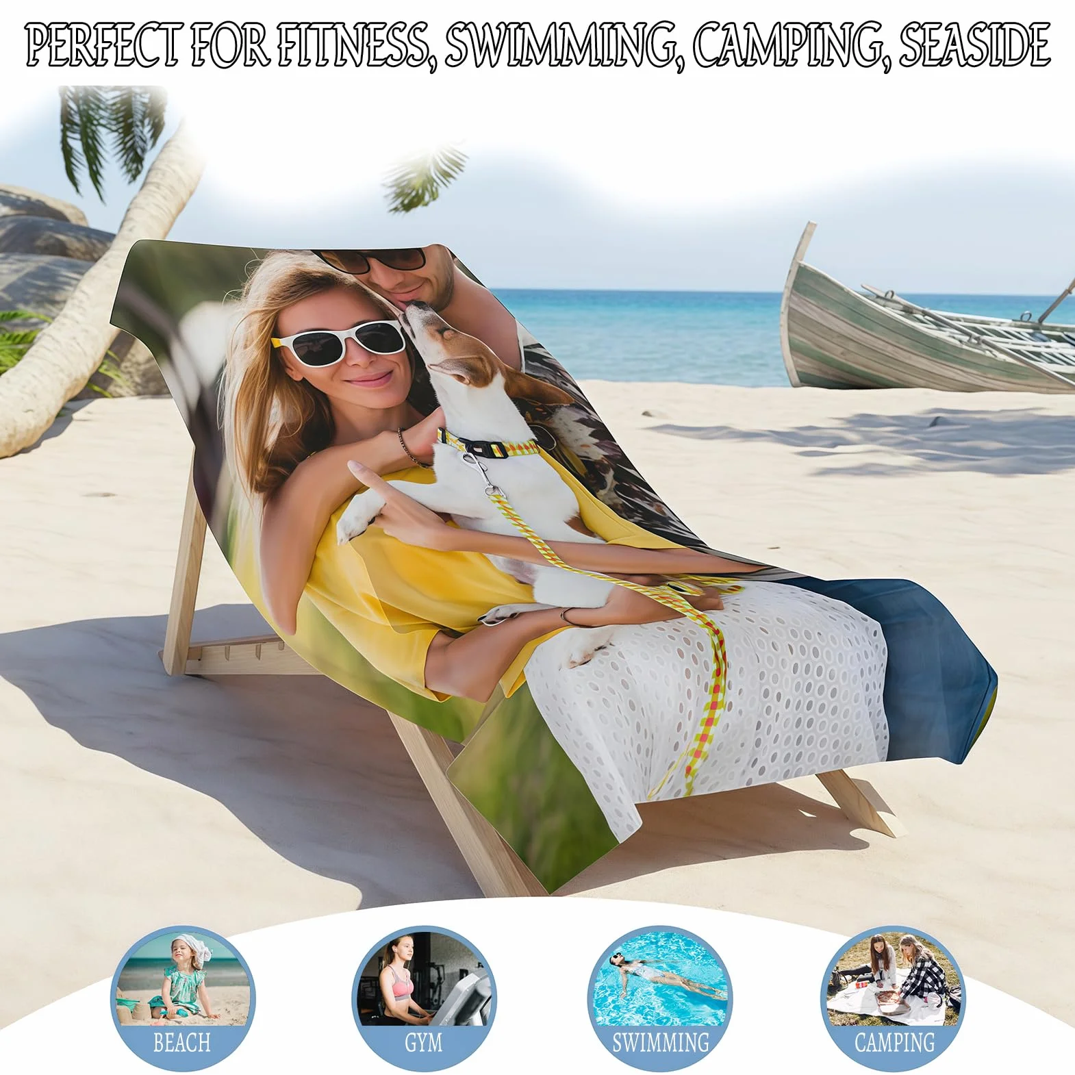 Toalla Playa Personalizada con Fotos,Toalla de Playa Microfibra de Secado rápido con Foto impresión,Grande Toalla Playa Regalo para Chica niño niña-1Foto