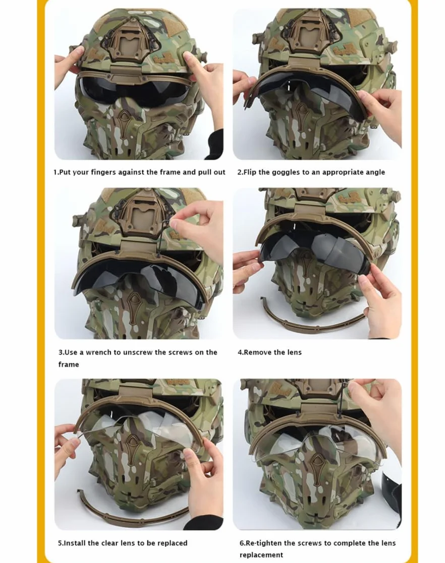 ACEXIER Casco táctico Airsoft con Auriculares Integrados, antivaho, Casco de Asalto, máscara extraíble, Equipo de Paintball, Airsoft, Casco de protección