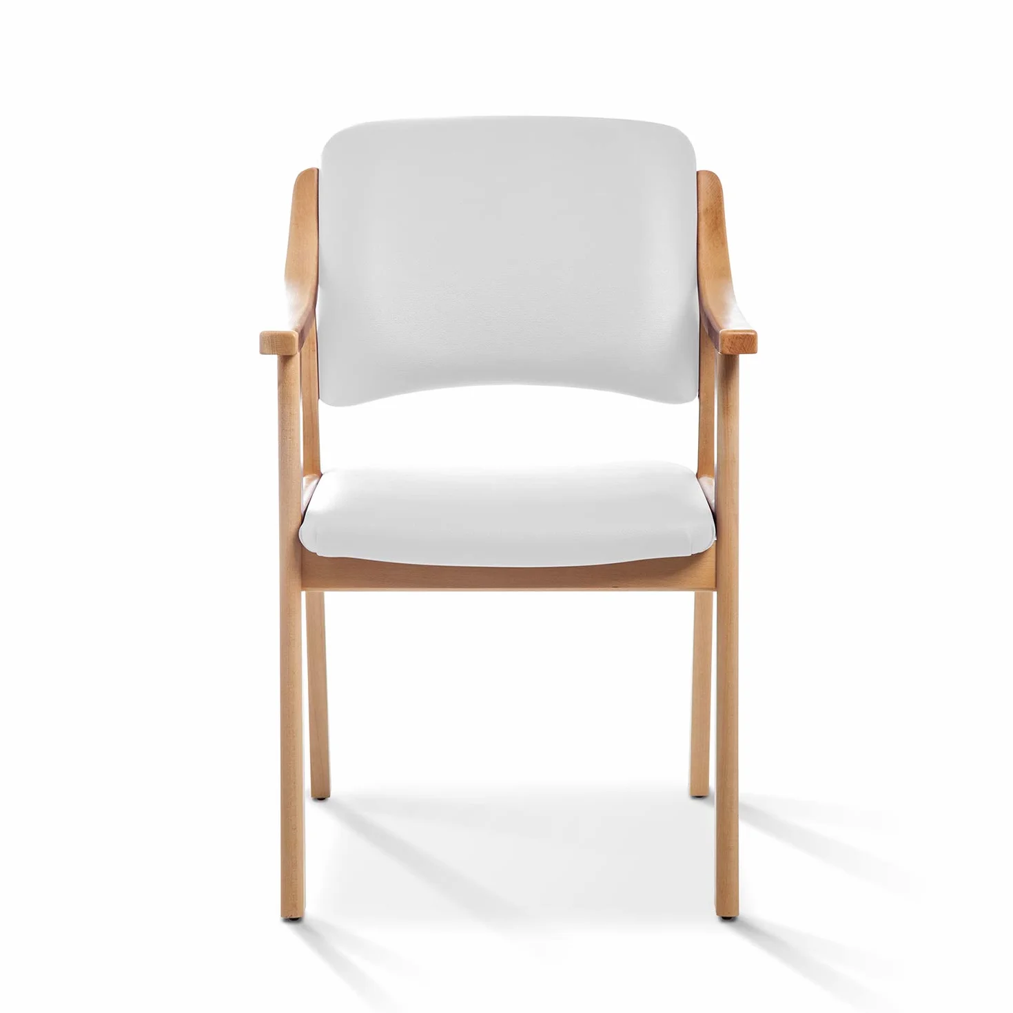 SUENOSZZZ - Silla Altea de Madera de Haya, tapizado Polipiel Blanco. Sillas para Comedor/Salón/Habitación/Oficina | Silla Geriátrica o de Espera