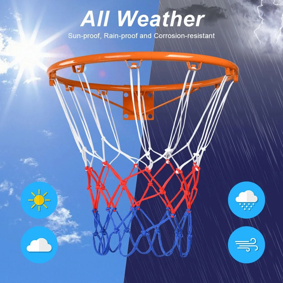 Flintronic Red de Baloncesto, 12 Agujeros, Exterior, Todo Clima, Repuesto