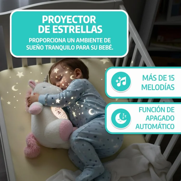 Peluche con Ruido Blanco bebé 15 melodías relajantes luz Nocturna proyector Estrellas Ayuda Dormir Regalo recién Nacidos Baby Shower