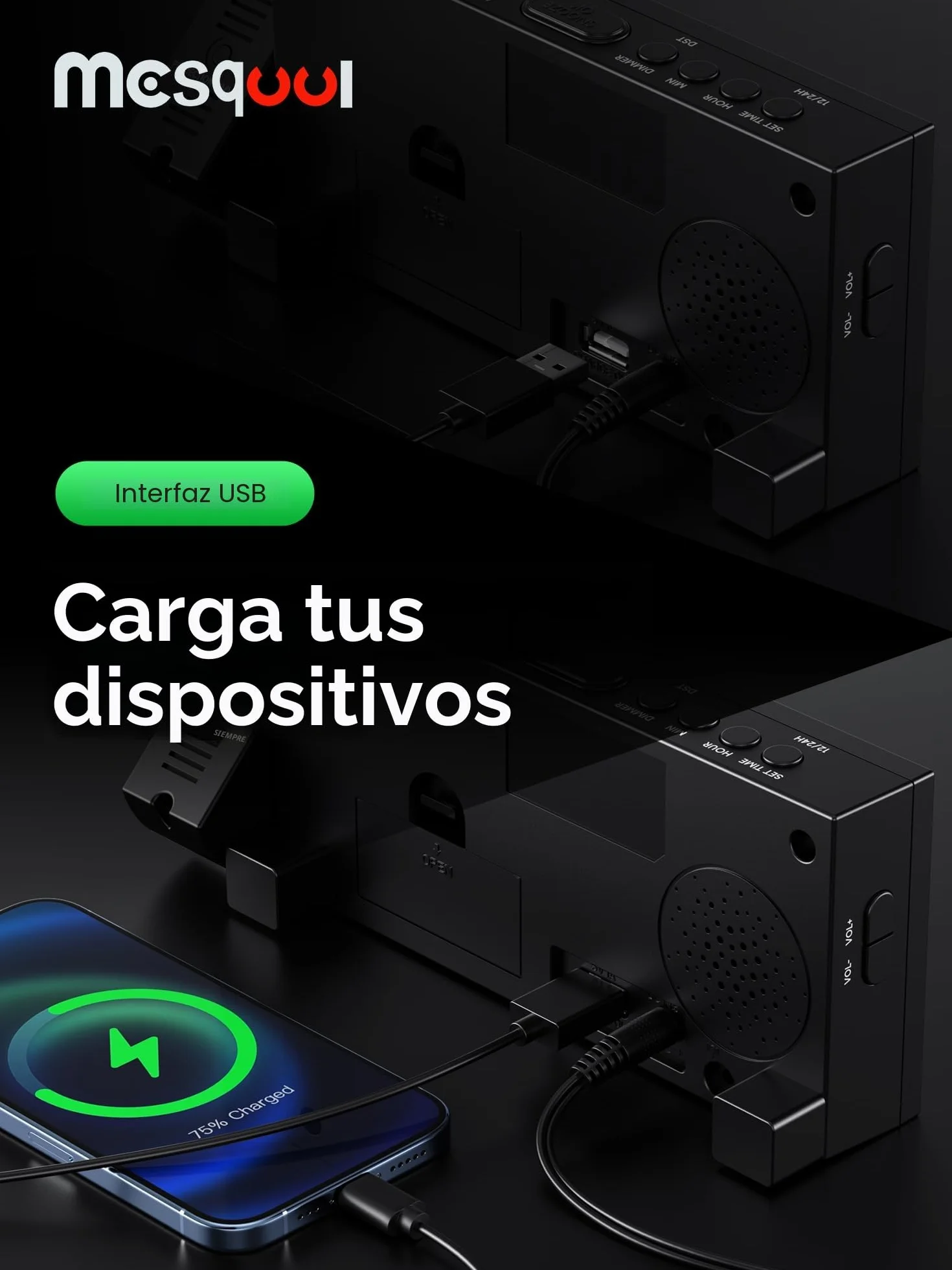 Reloj Despertador de Proyección Digital para Techo de Dormitorios, Reloj con Proyector, Atenuador y Pantalla LED, Timbre Ajustable, Alarmas Duales para Pared, Niños, Personas Mayores con Sueño Pesado