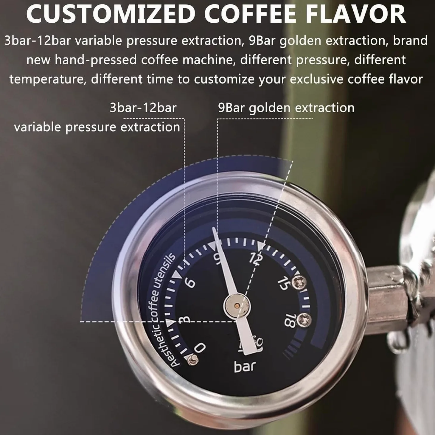 Cafetera portátil de prensa manual, máquina de espresso de palanca manual con cuenco para polvo, presión de extracción de 0 a 12 bares, capacidad de 80 ml para el hogar y exteriores