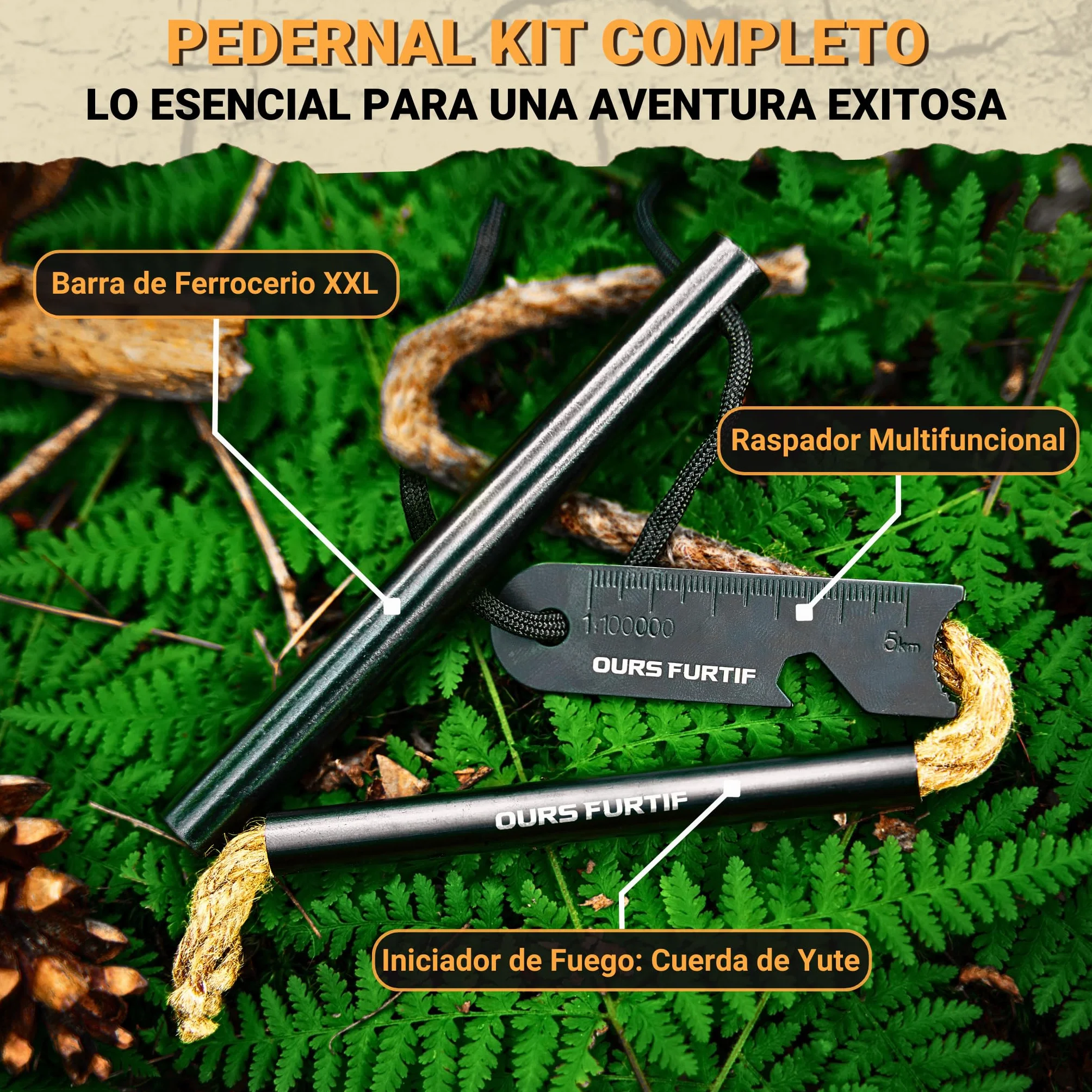 Pedernal Supervivencia Piedra de Fuego XXL Ferrocerio 12mm 20 000 usos Camping Bushcraft